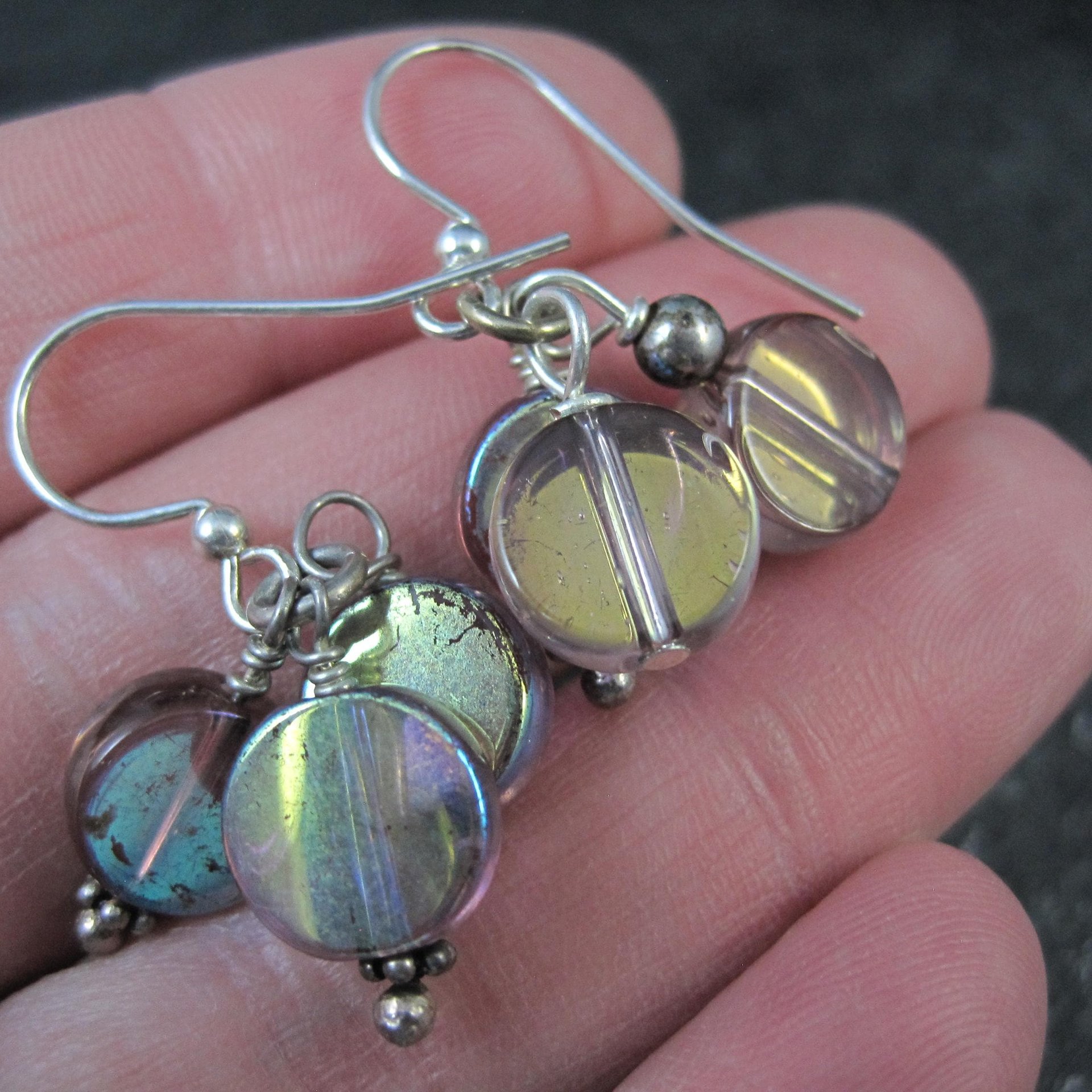 Iridescent Purple Bead Earrings