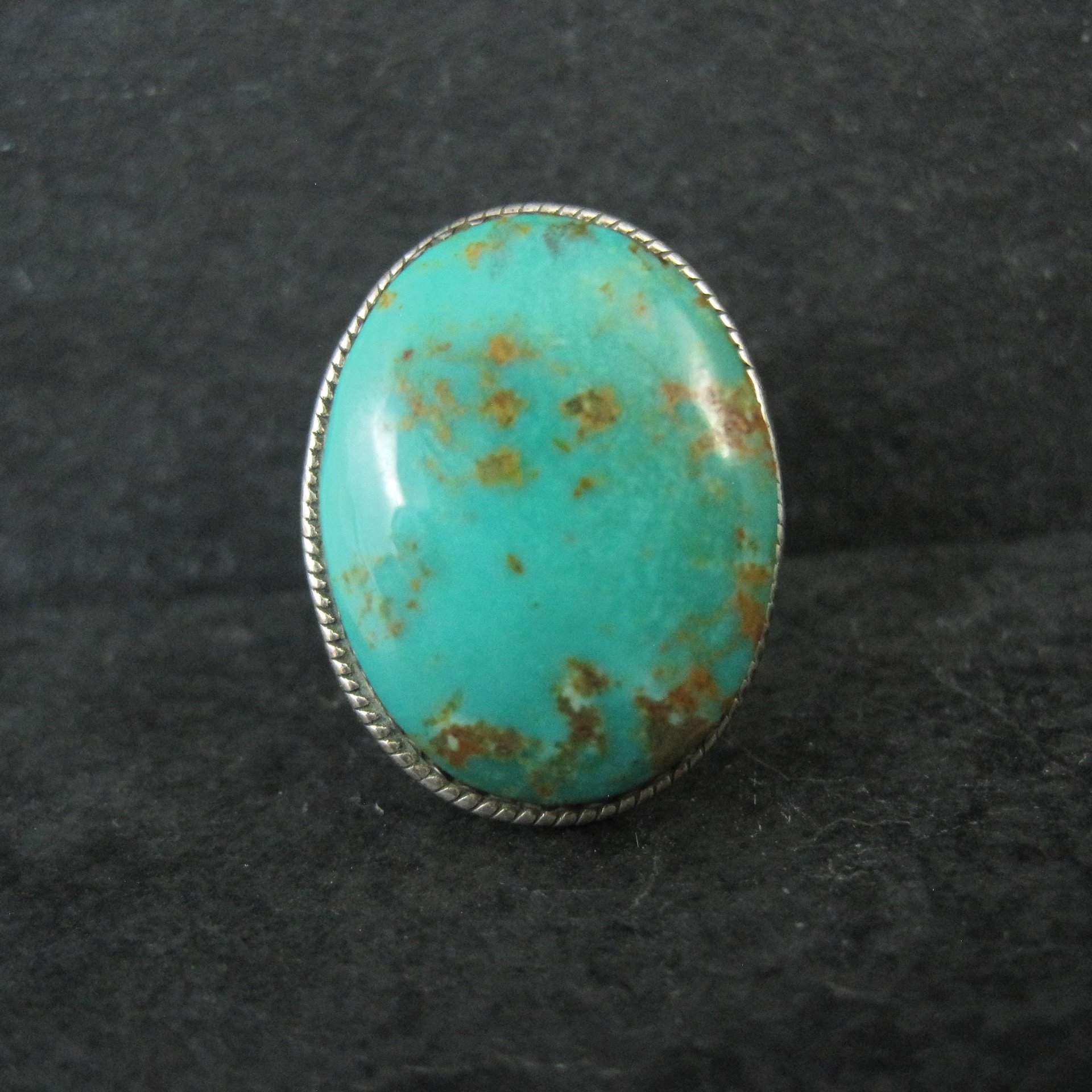 Chunky Sterling Silver Turquoise Ring Size 9 Adjustable