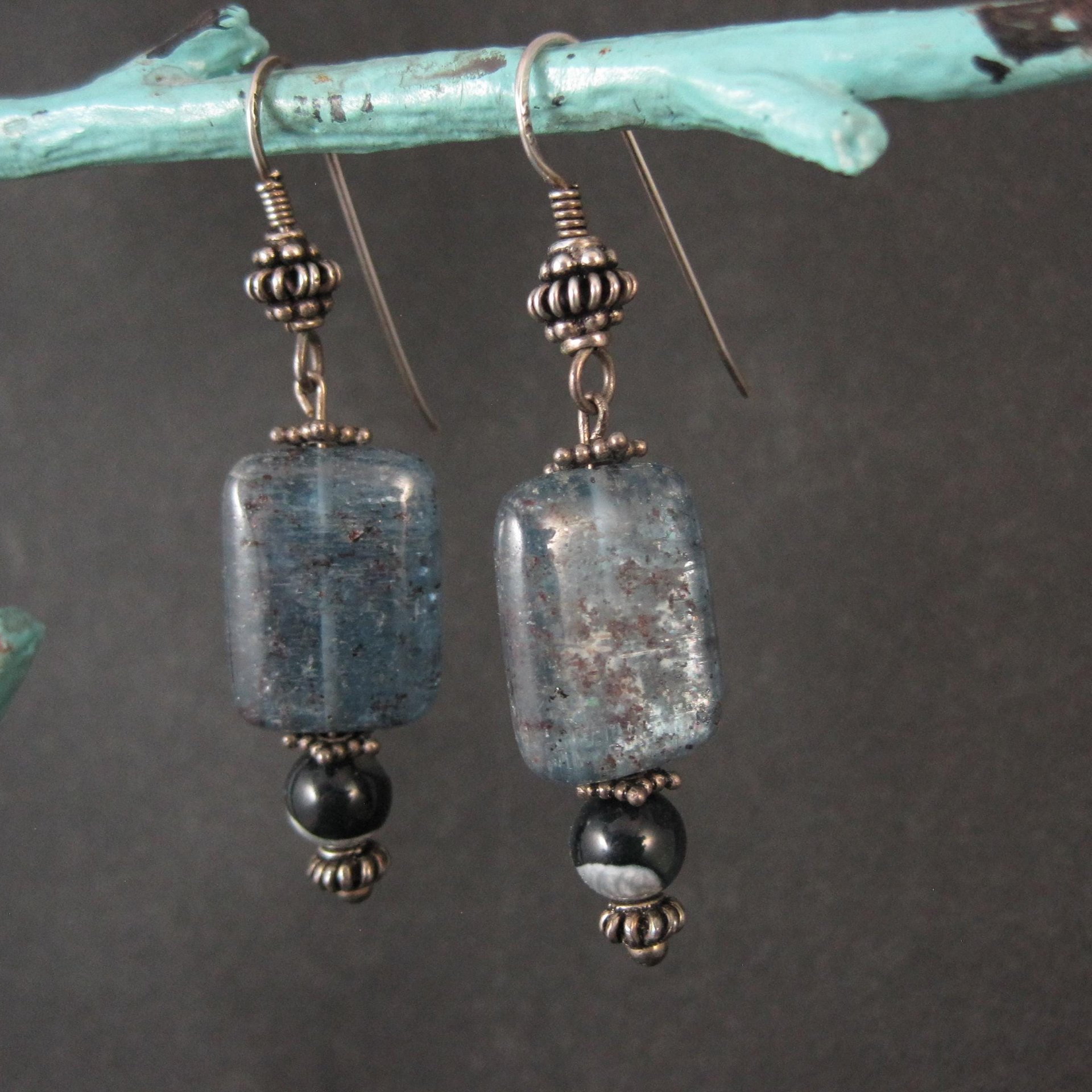 Long Sterling Silver Kyanite Earrings