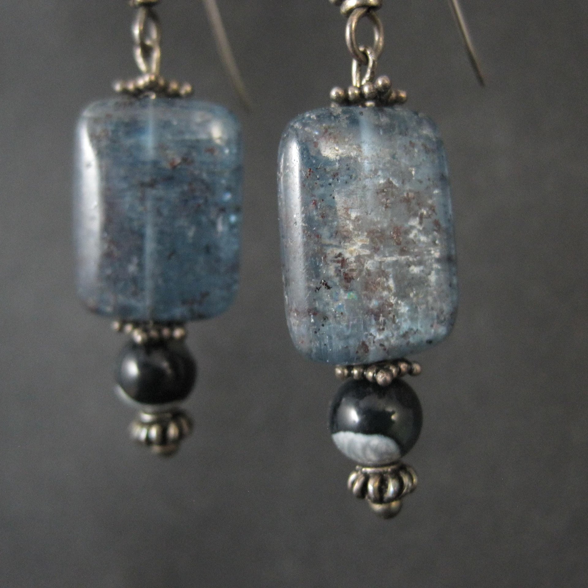 Long Sterling Silver Kyanite Earrings
