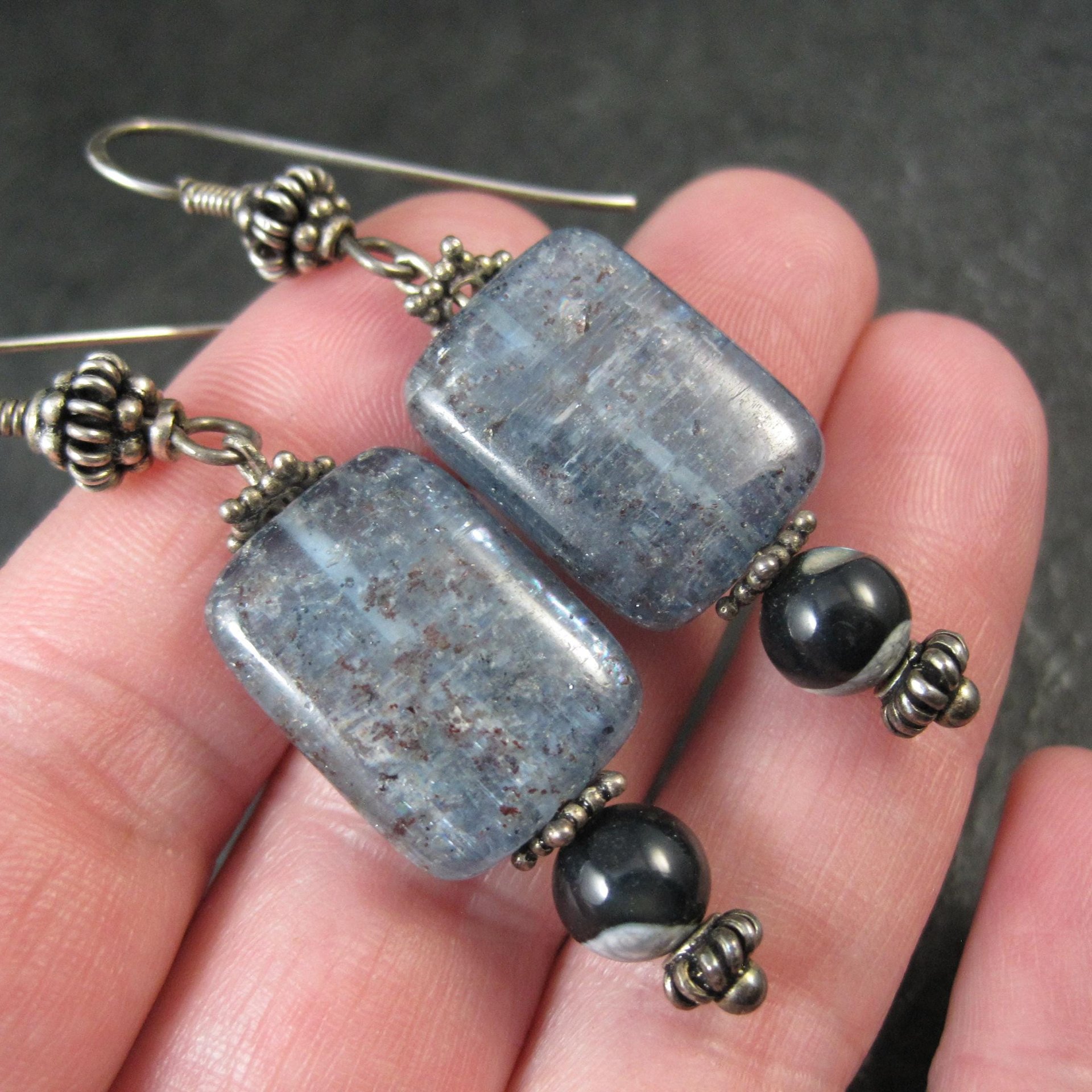 Long Sterling Silver Kyanite Earrings