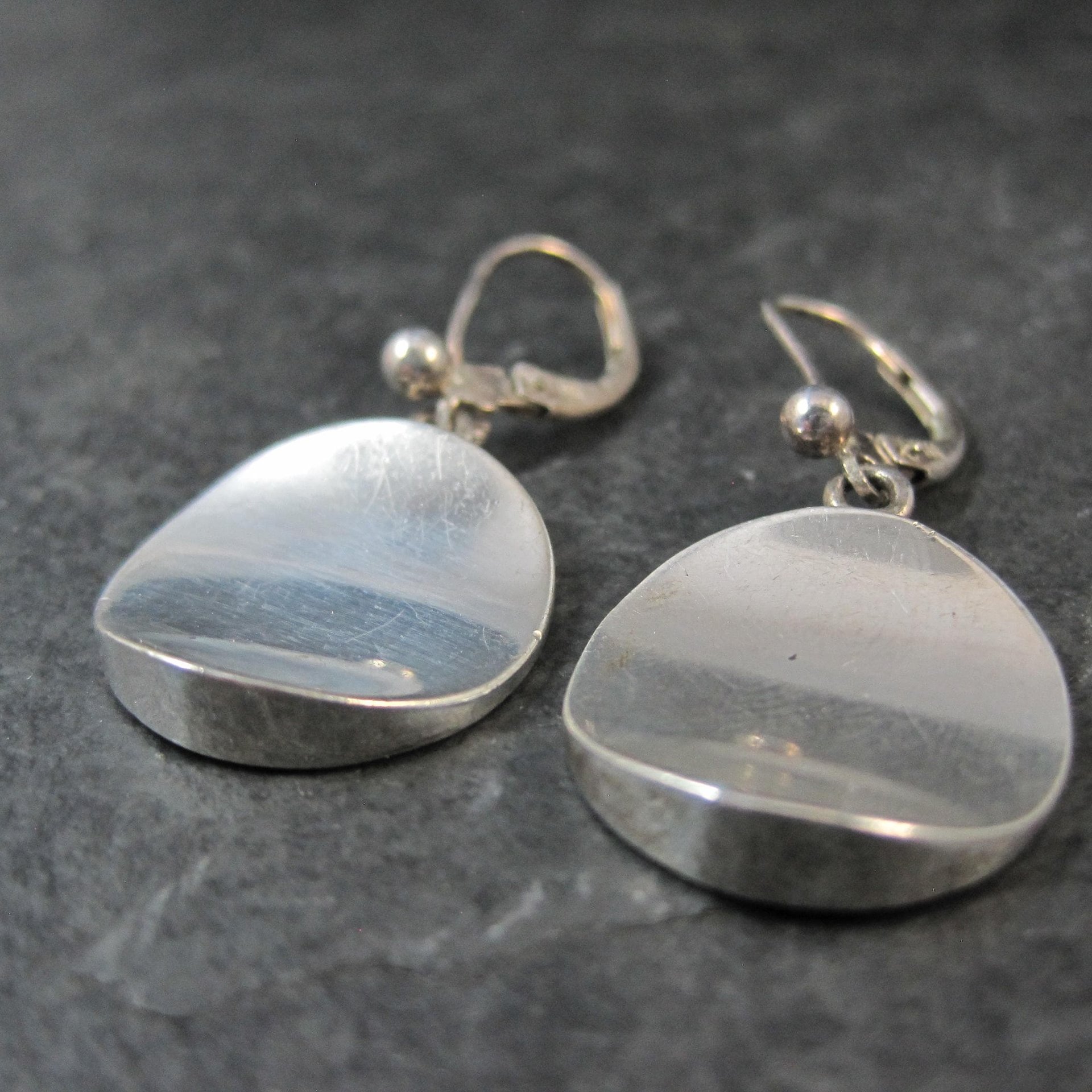 Vintage Sterling Concave Circle Earrings MCM Barra