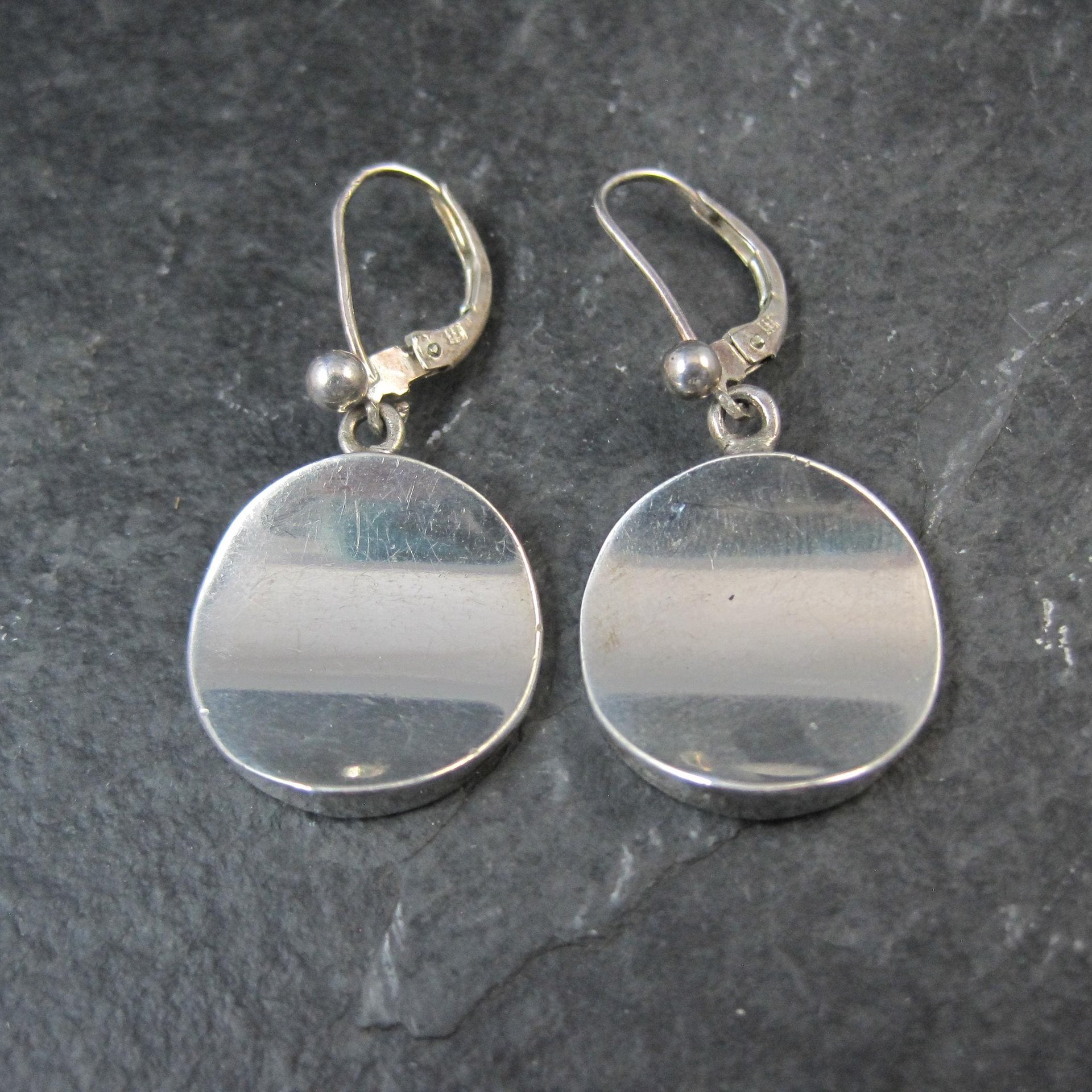 Vintage Sterling Concave Circle Earrings MCM Barra