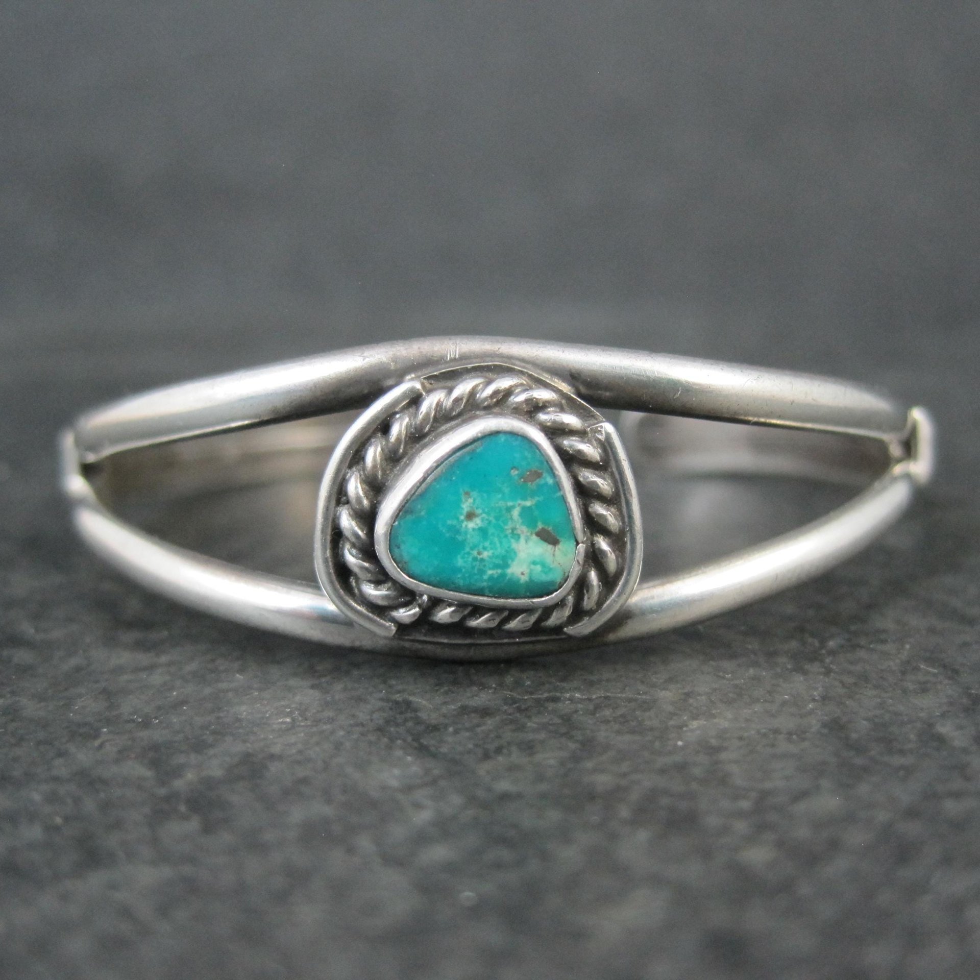 Navajo Child's Turquoise Cuff Bracelet 4.25" Sterling Silver