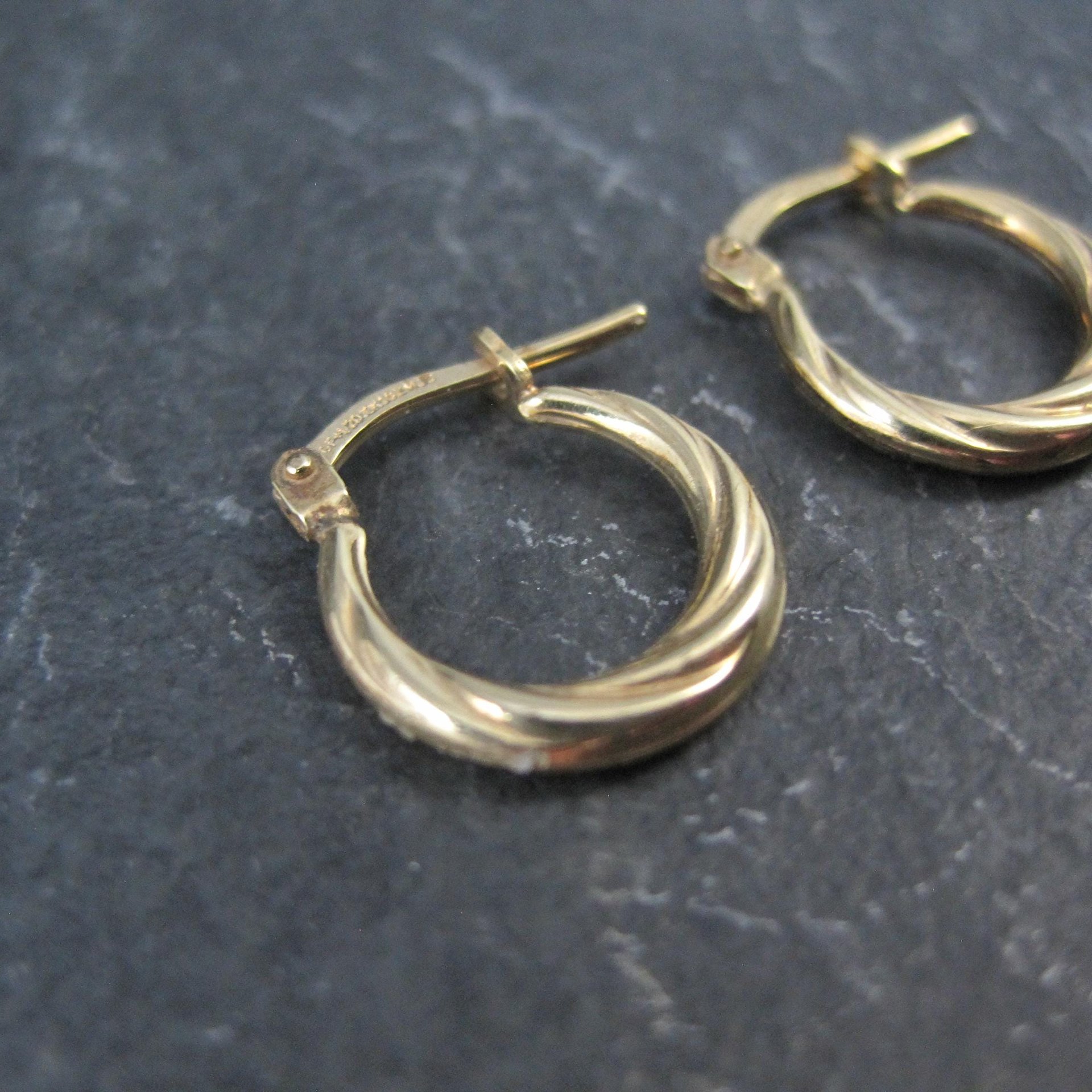 Tiny Gold Hoop Earrings 14mm 10K Gold Filled New Old Stock