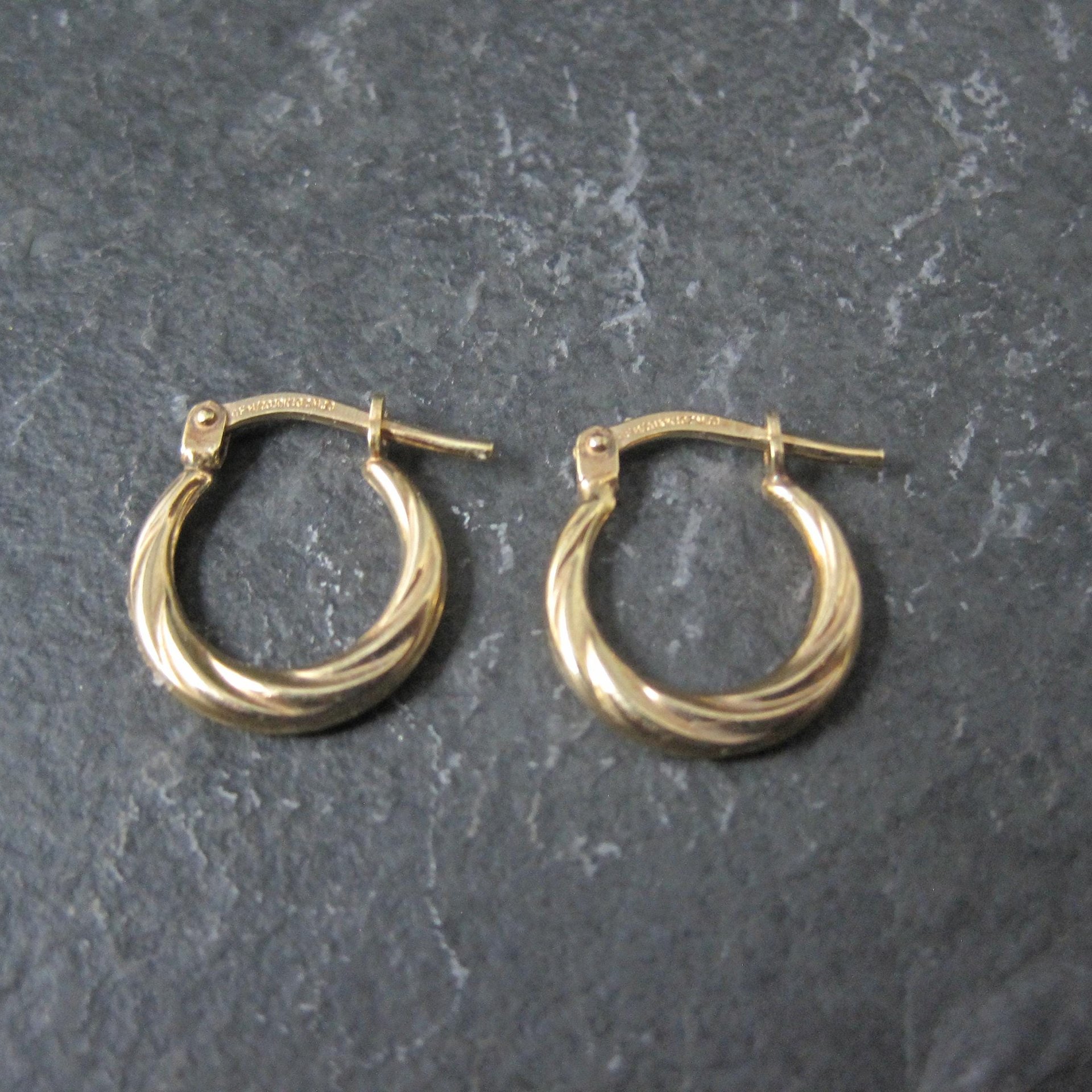 Tiny Gold Hoop Earrings 14mm 10K Gold Filled New Old Stock