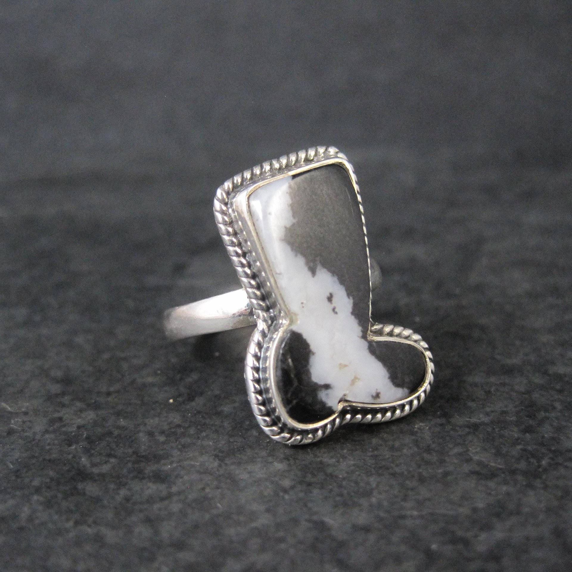 Zebra Jasper Boot Ring in Sterling Silver Size 10 Southwestern