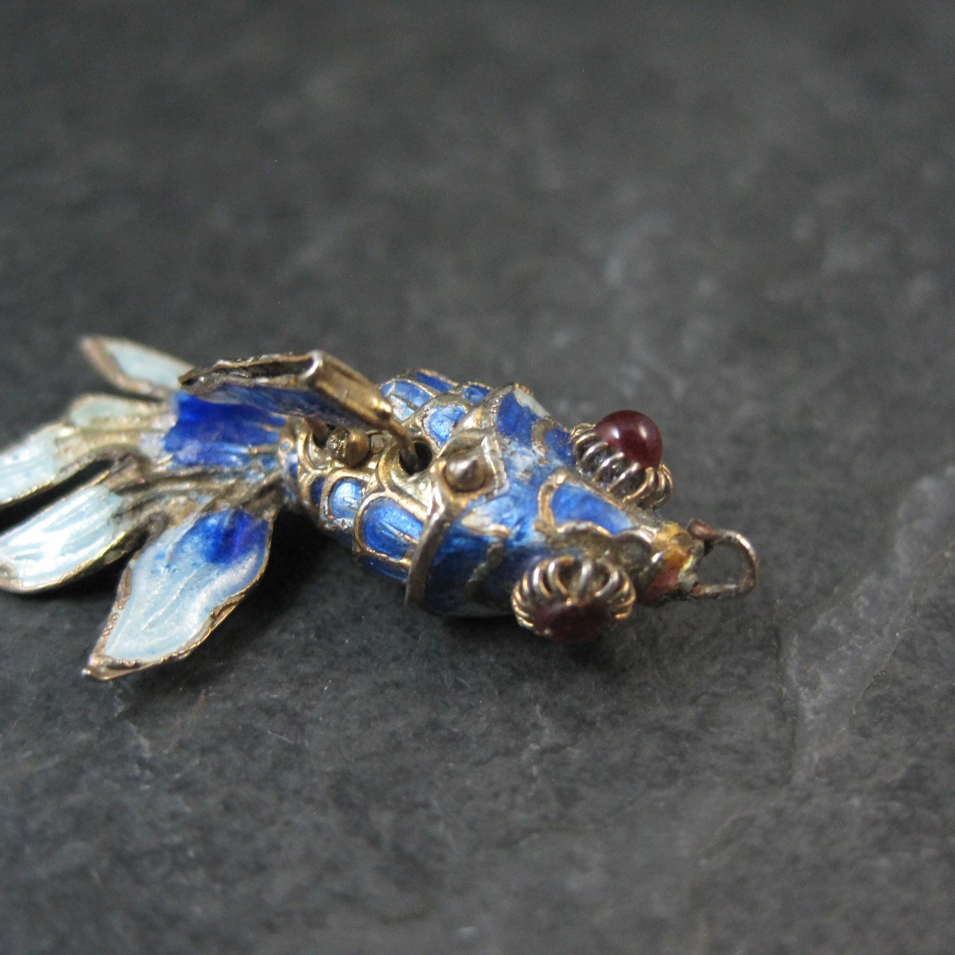 Vintage Blue Enamel Koi Fish Pendant Charms