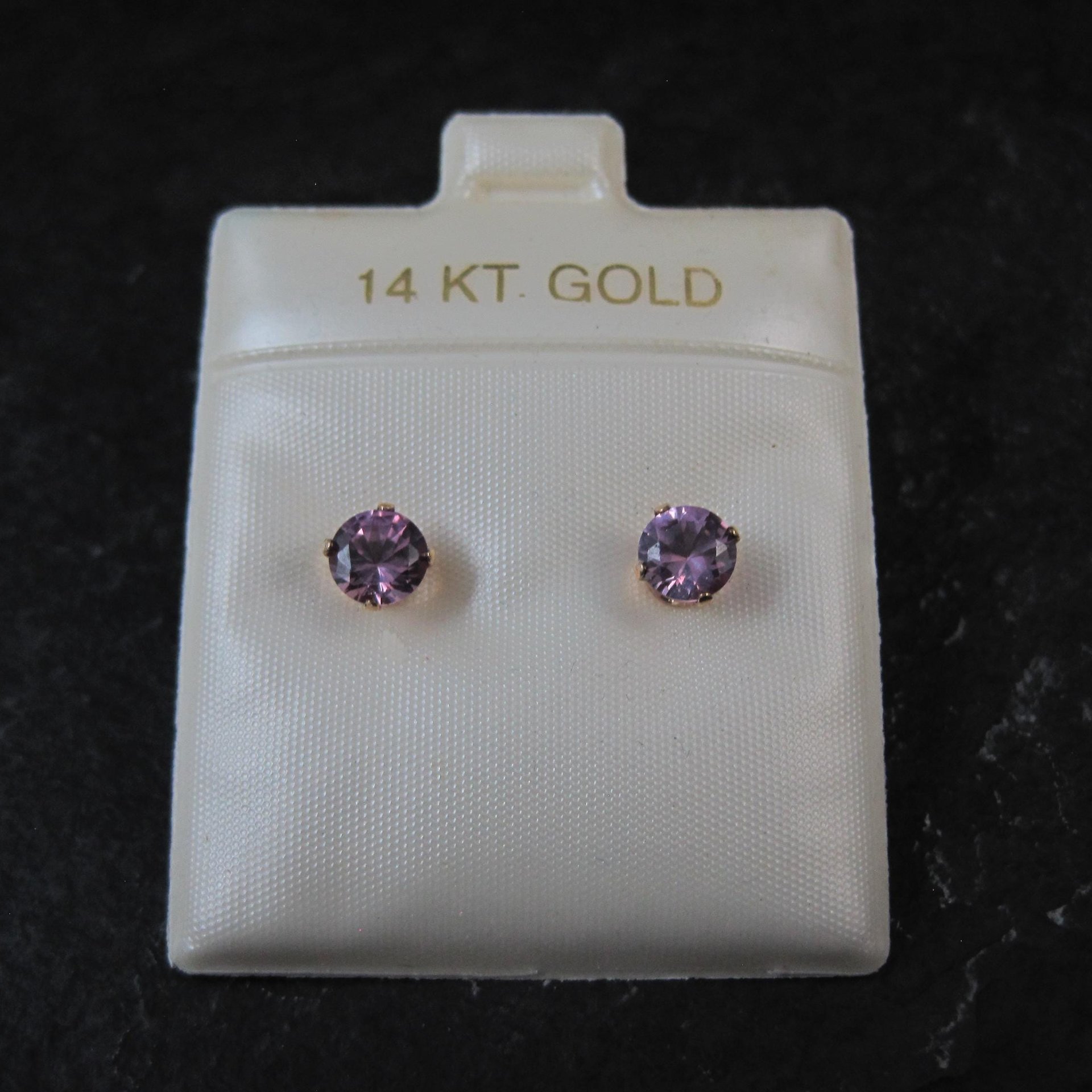 Vintage 5mm Amethyst Stud Earrings 14K Gold Filled New Old Stock
