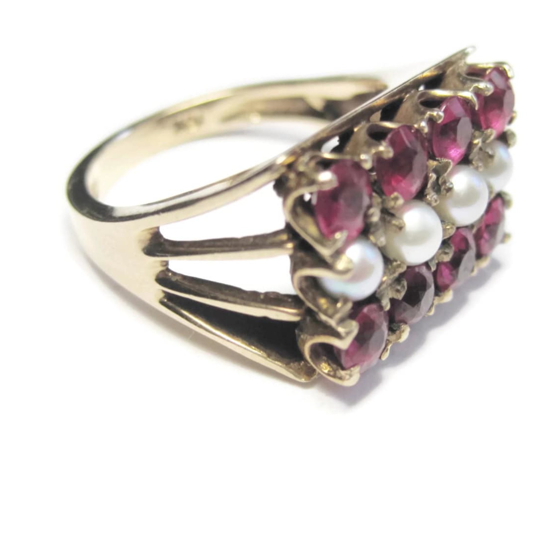 Antique 10K Ruby and Pearl Ring Size 6
