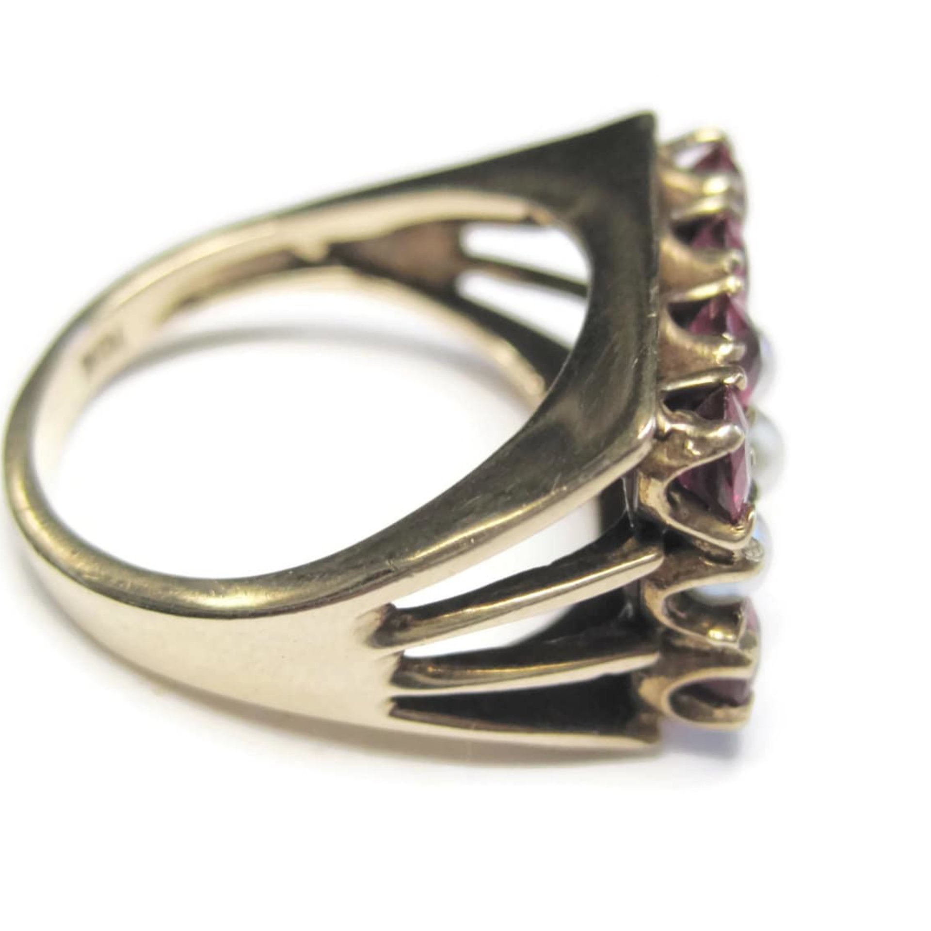 Antique 10K Ruby and Pearl Ring Size 6