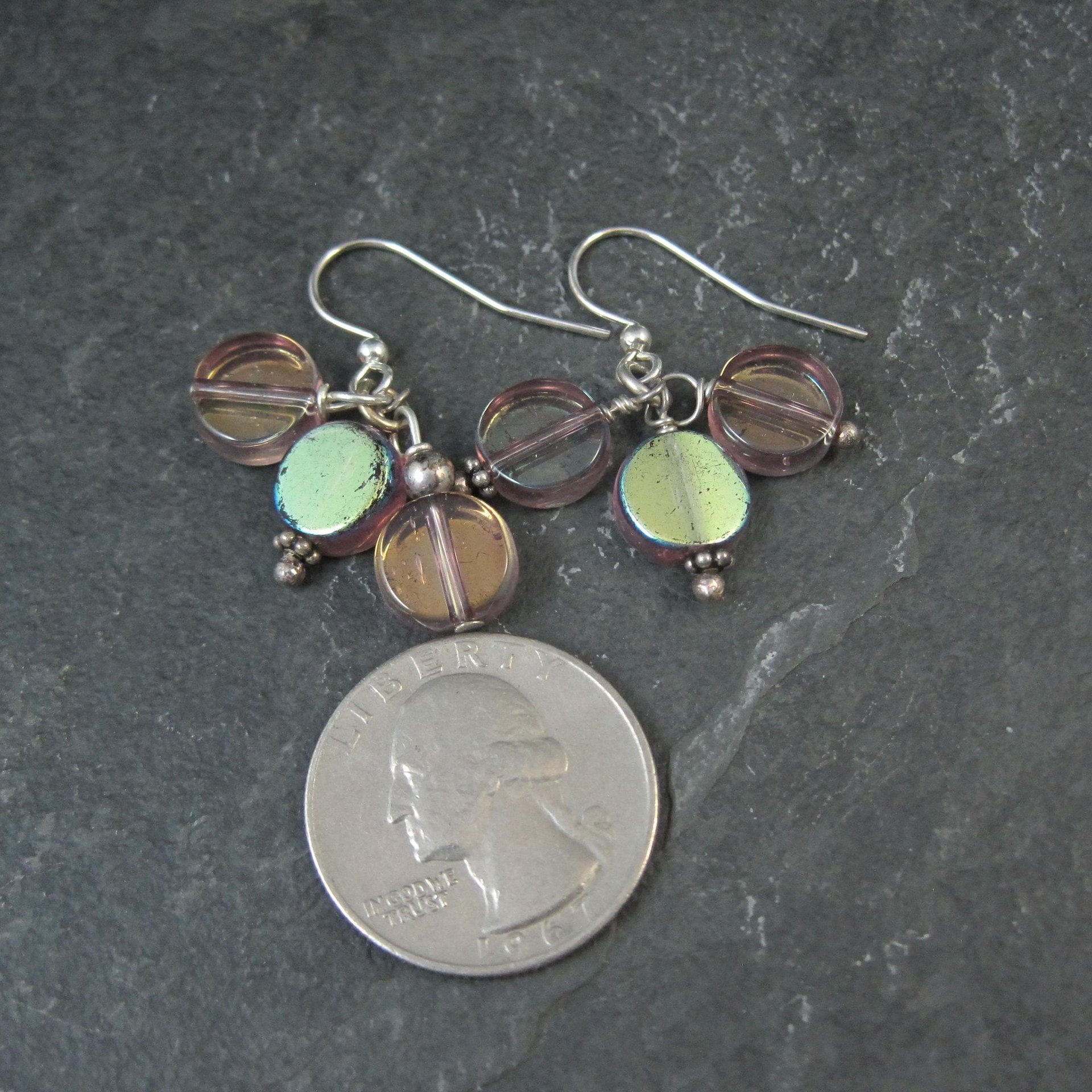 Iridescent Purple Bead Earrings