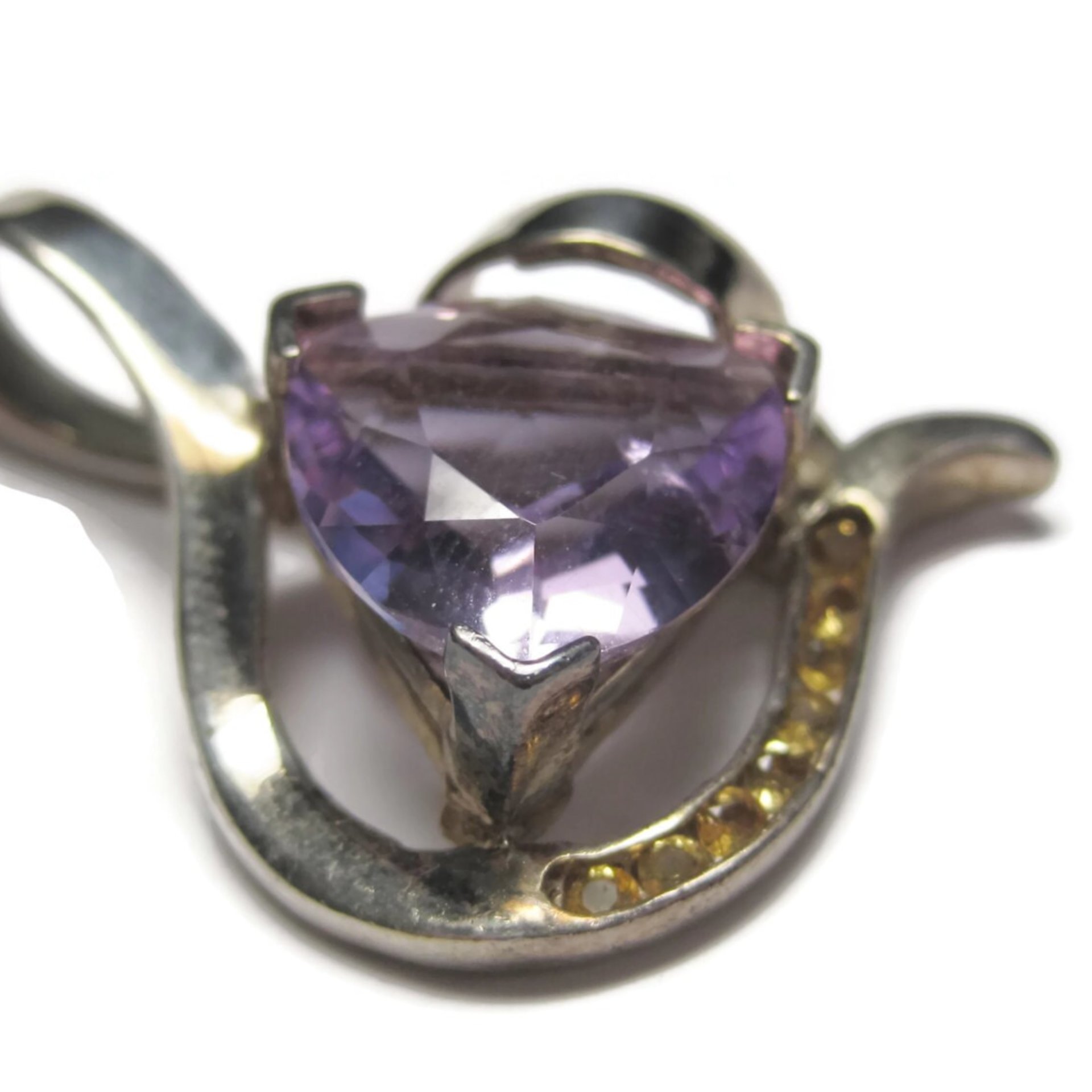Huge Vintage Sterling Amethyst and Citrine Pendant