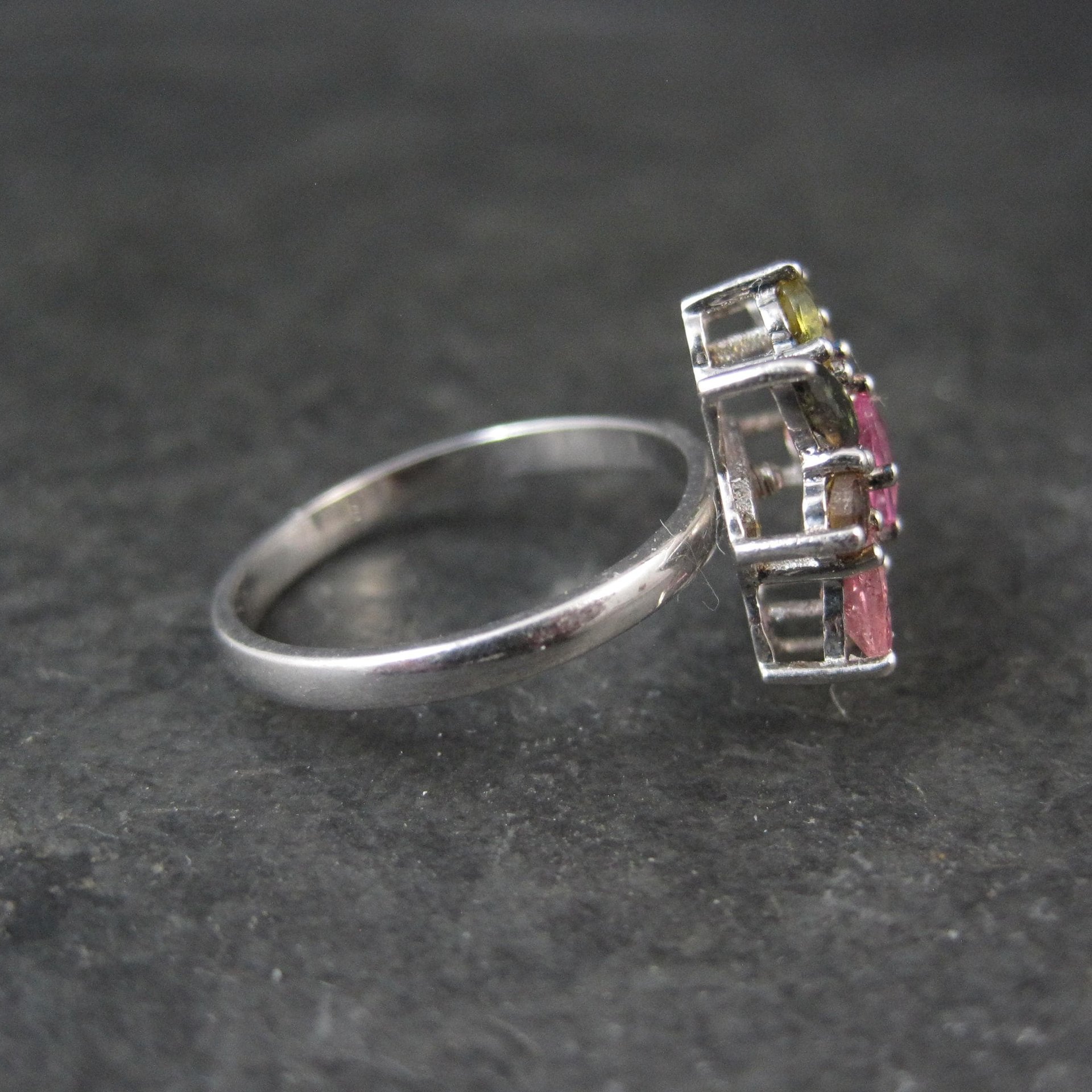 Multi Colored Tourmaline Ring Size 7 Sterling Silver