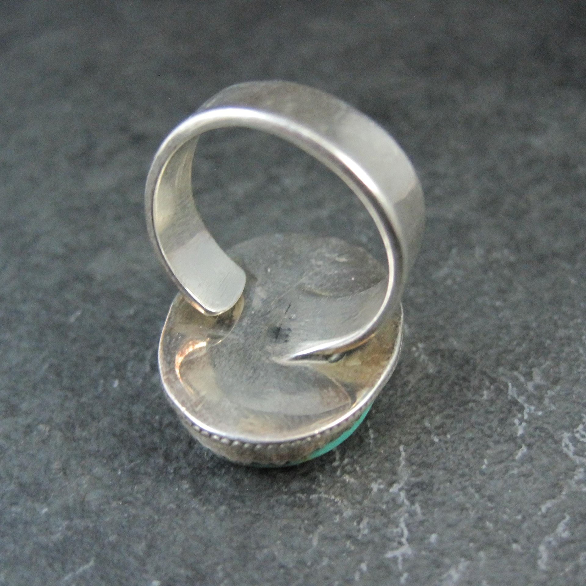 Chunky Sterling Silver Turquoise Ring Size 9 Adjustable
