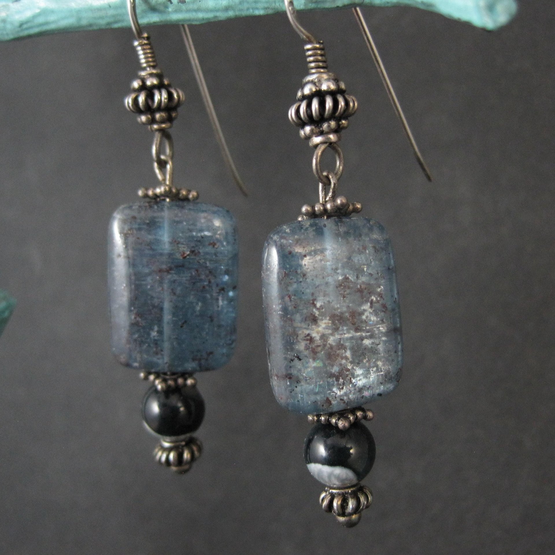 Long Sterling Silver Kyanite Earrings
