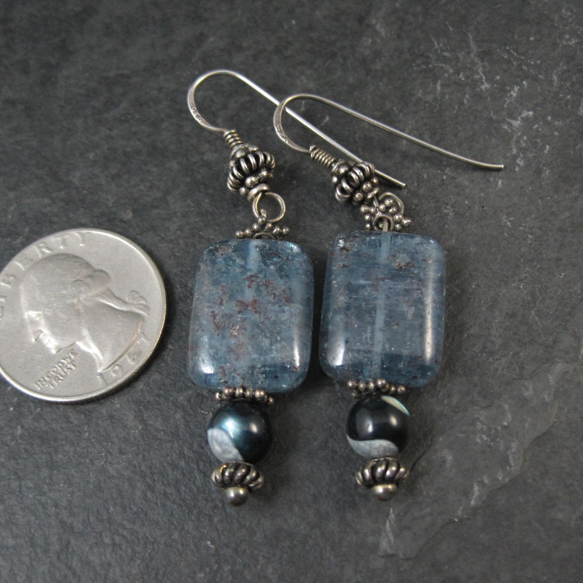 Long Sterling Silver Kyanite Earrings