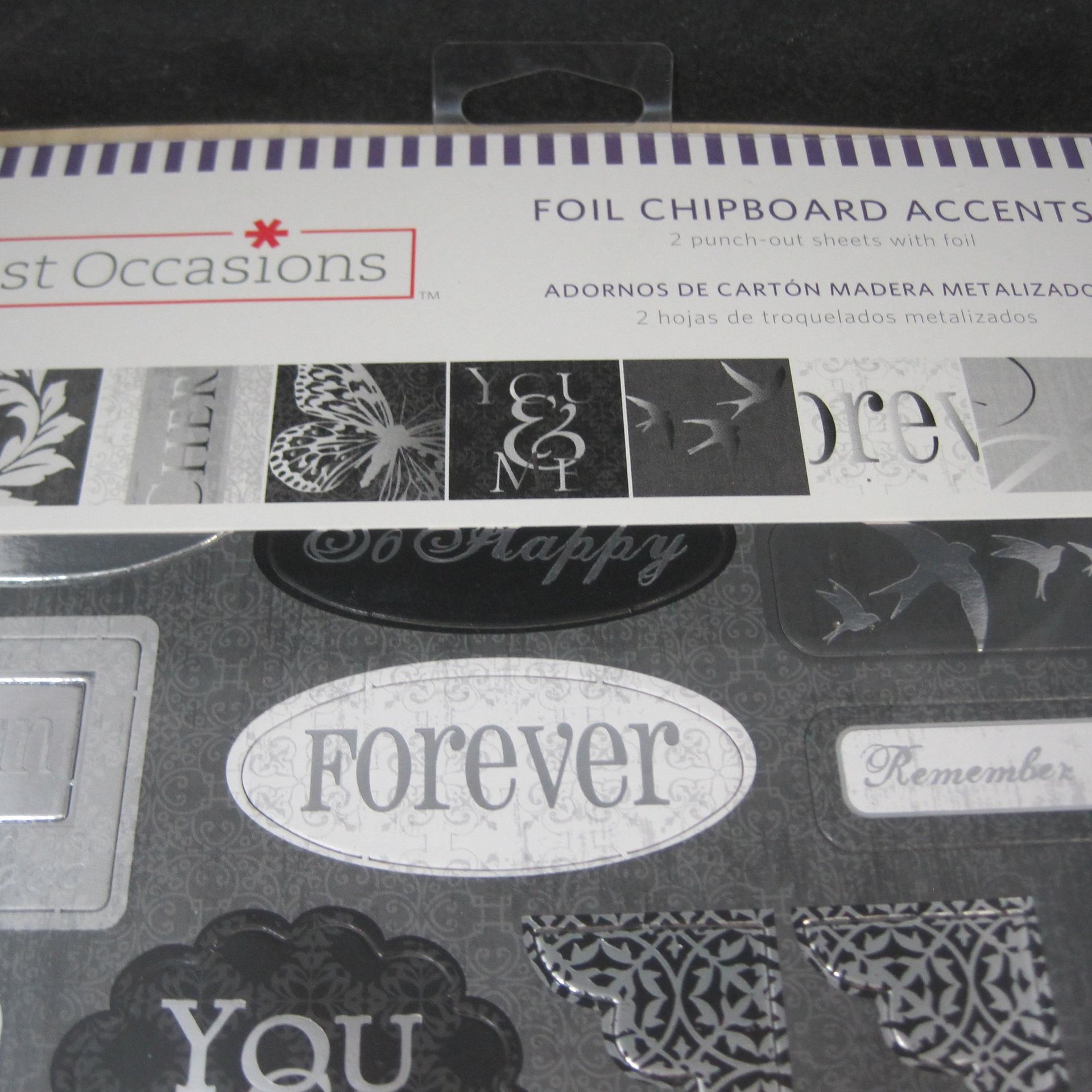 Black Silver White Wedding Foil Chipboard Accents Scrapbooking
