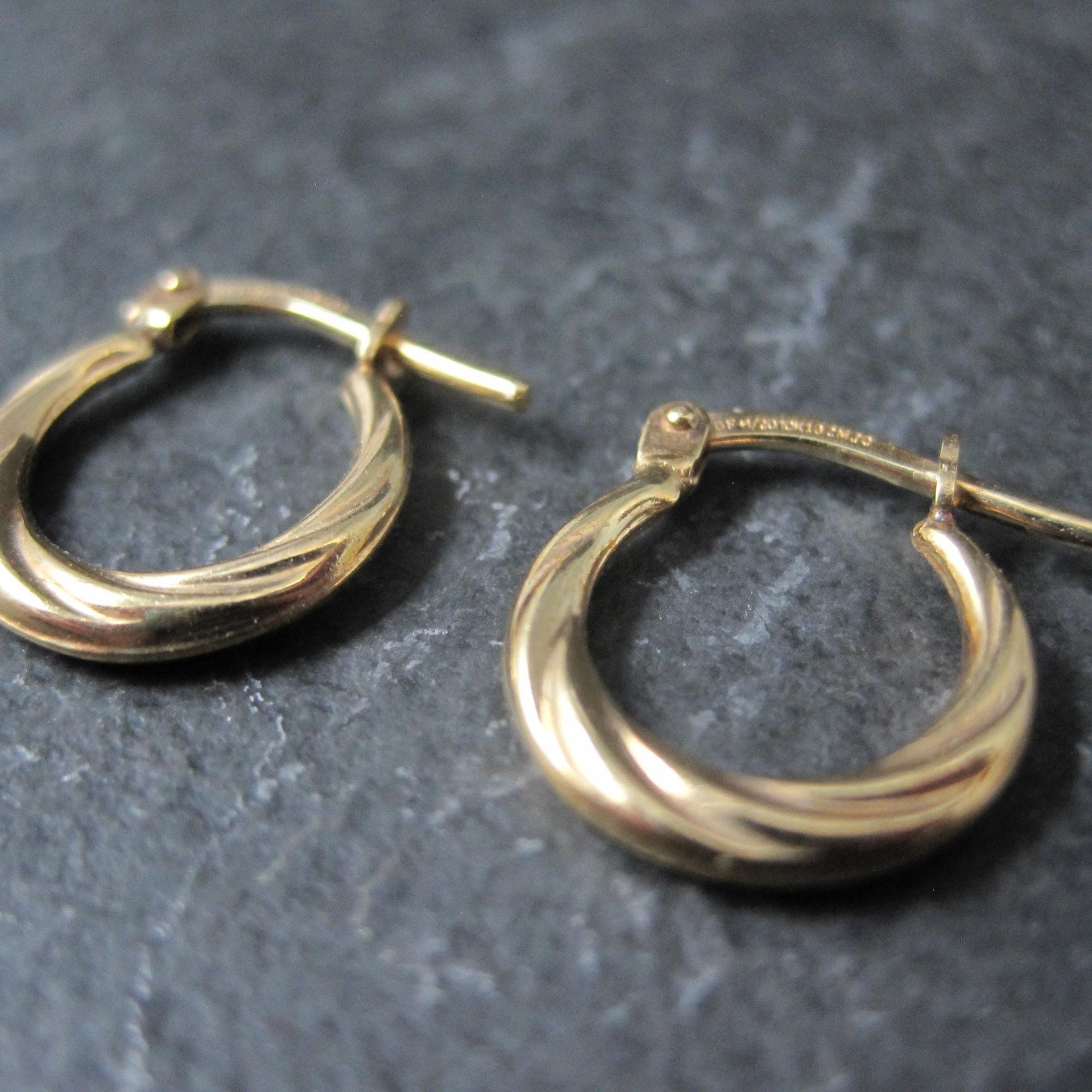 Tiny Gold Hoop Earrings 14mm 10K Gold Filled New Old Stock