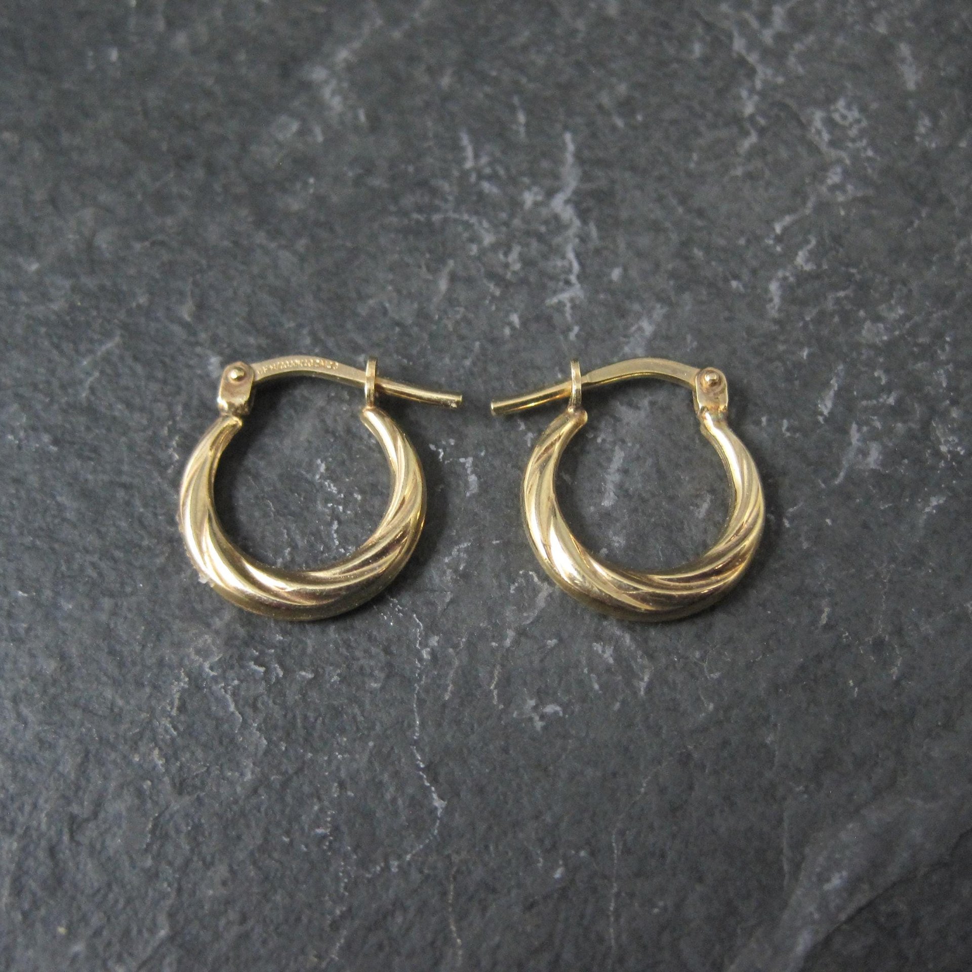Tiny Gold Hoop Earrings 14mm 10K Gold Filled New Old Stock