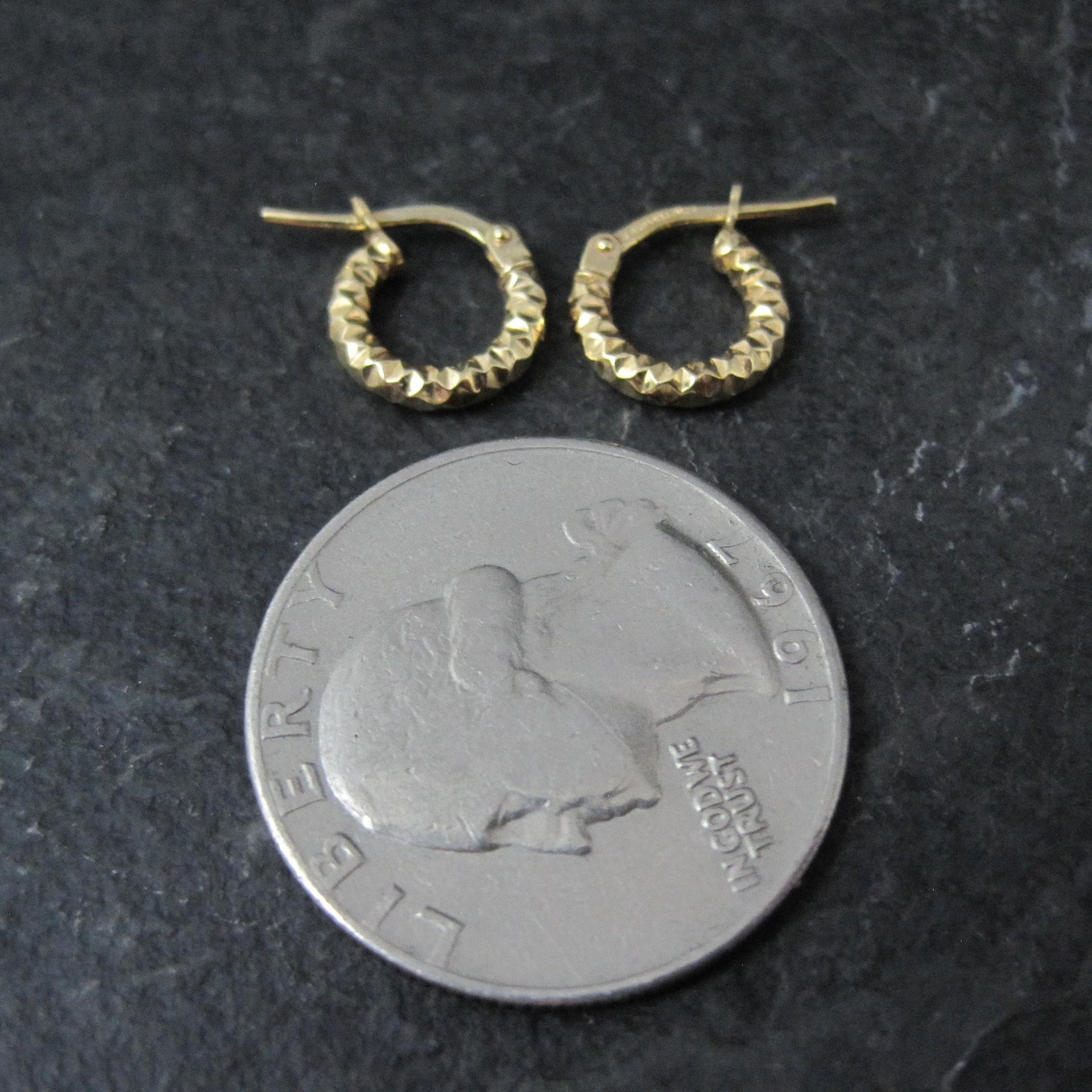 Tiny Gold Hoop Earrings 10mm 10K Gold Filled New Old Stock
