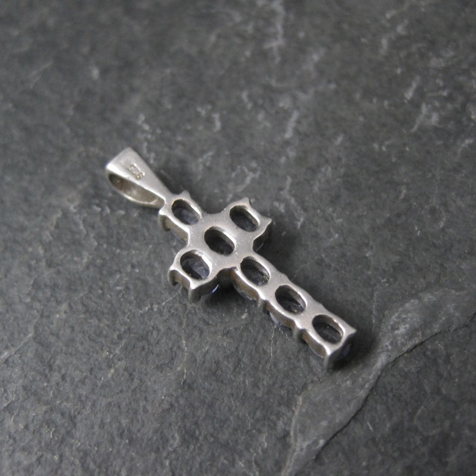 Small Sterling Tanzanite Cross Pendant