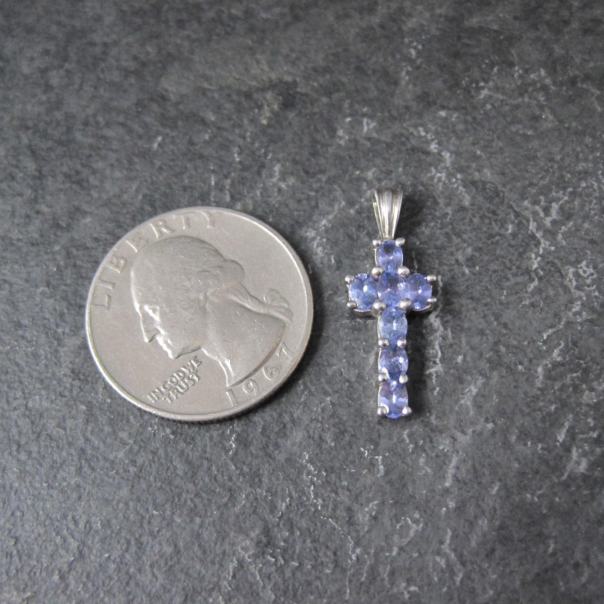 Small Sterling Tanzanite Cross Pendant