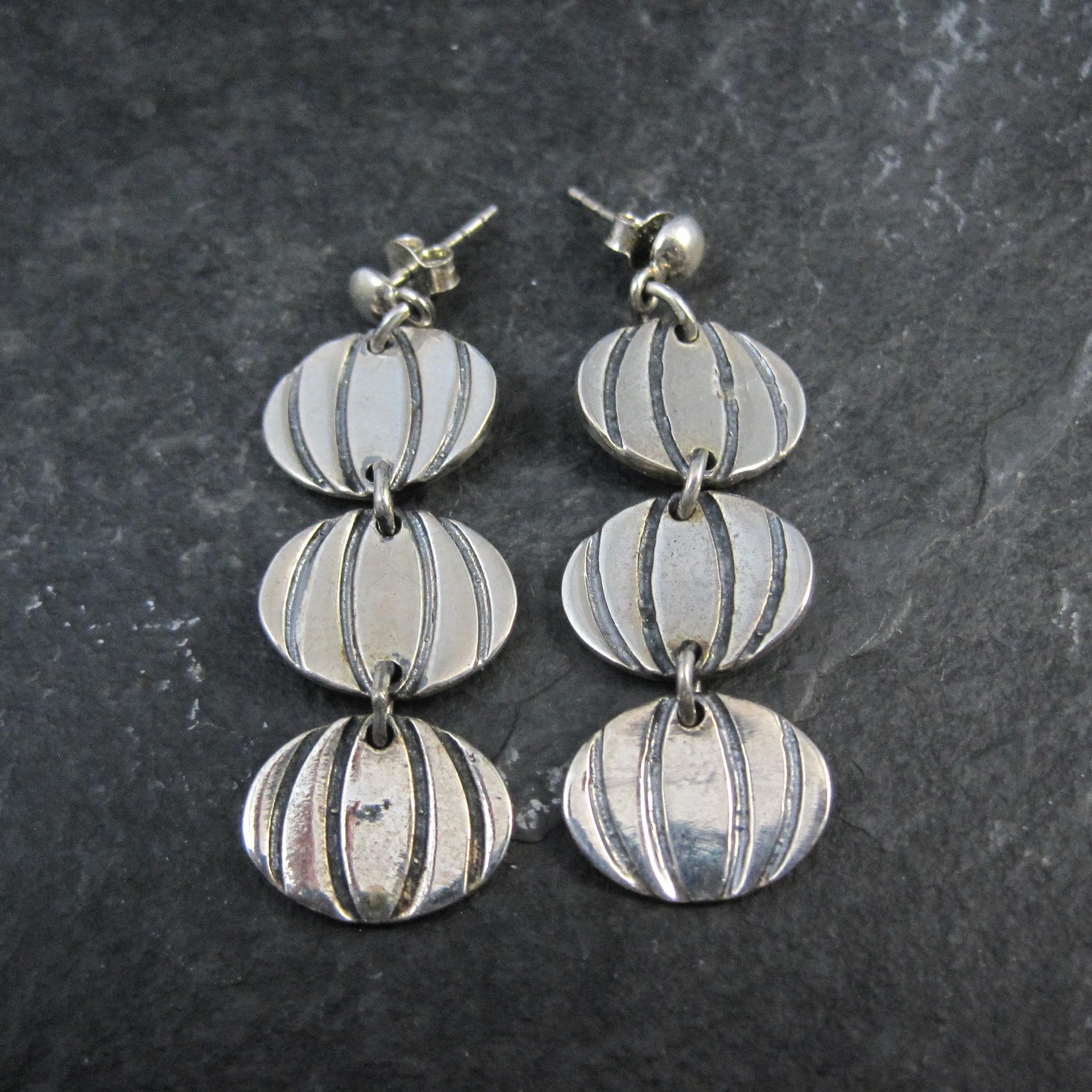 Vintage Sterling Silver Pumpkin Earrings