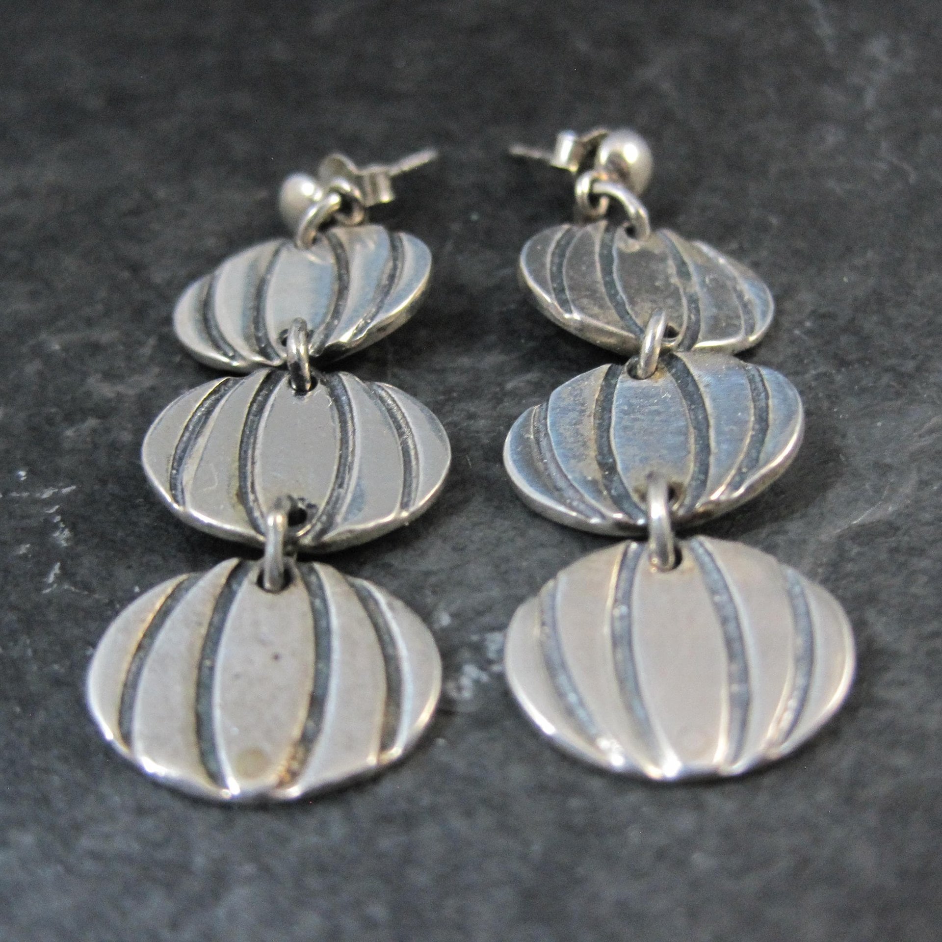 Vintage Sterling Silver Pumpkin Earrings