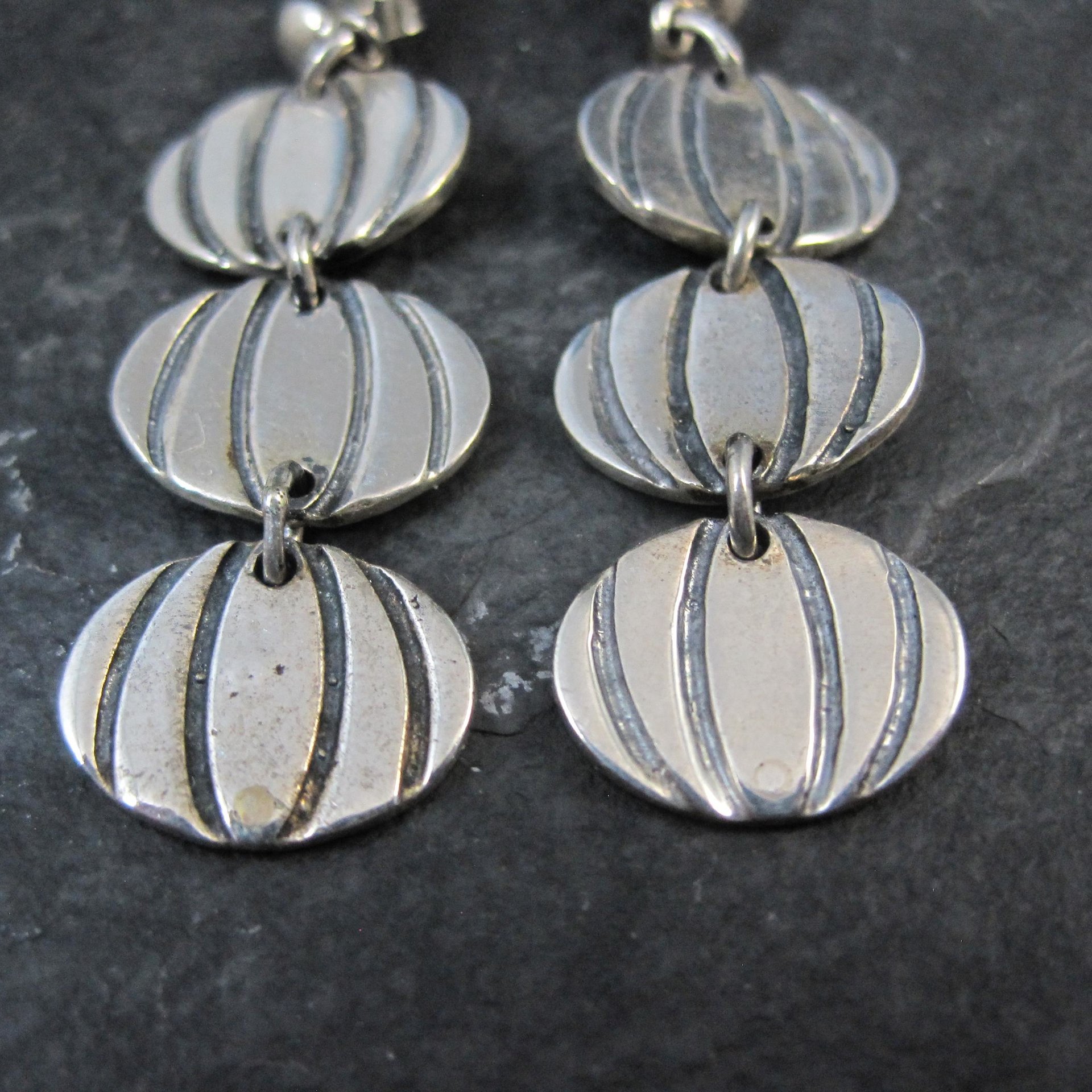 Vintage Sterling Silver Pumpkin Earrings