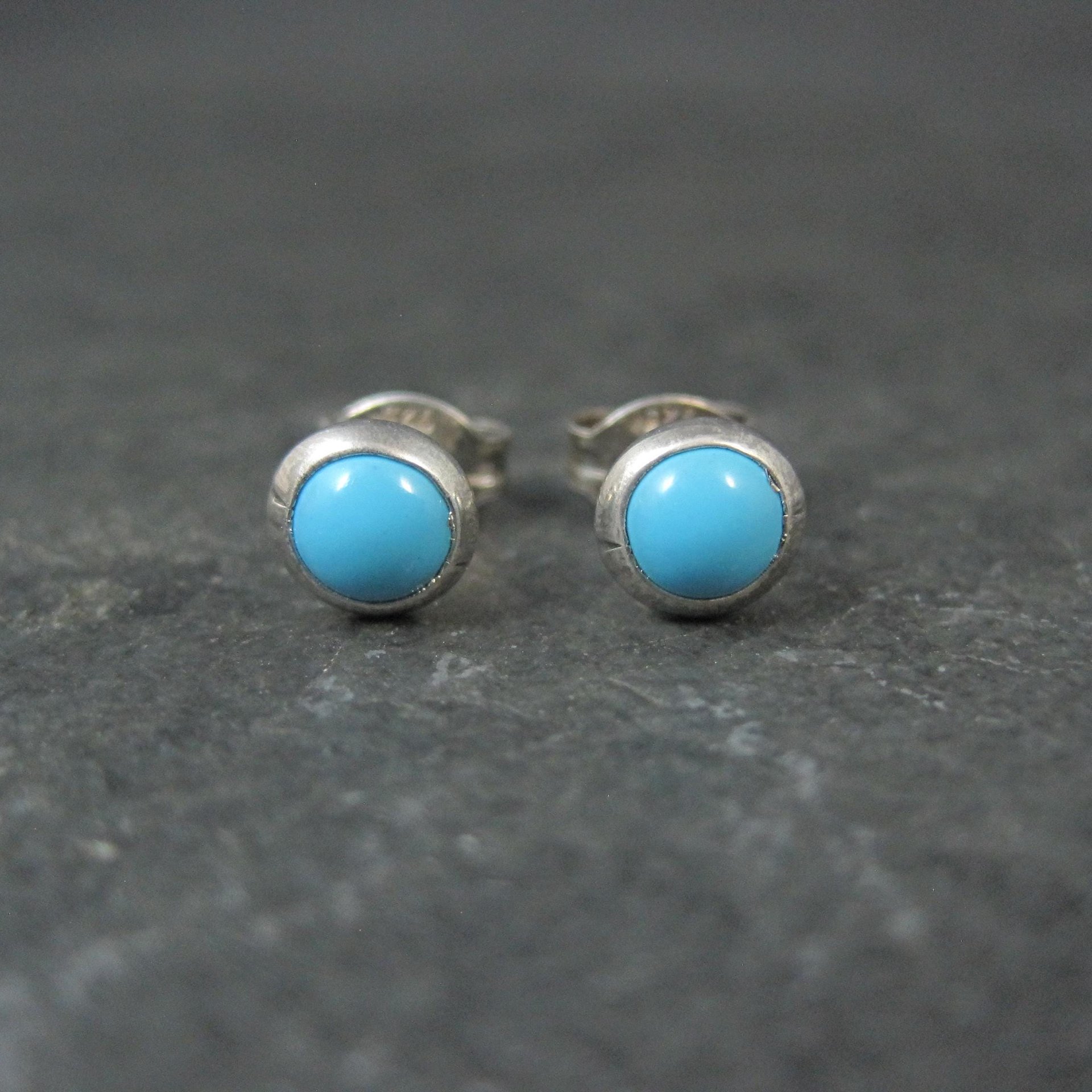 Vintage Sterling Turquoise Stud Earrings 6mm