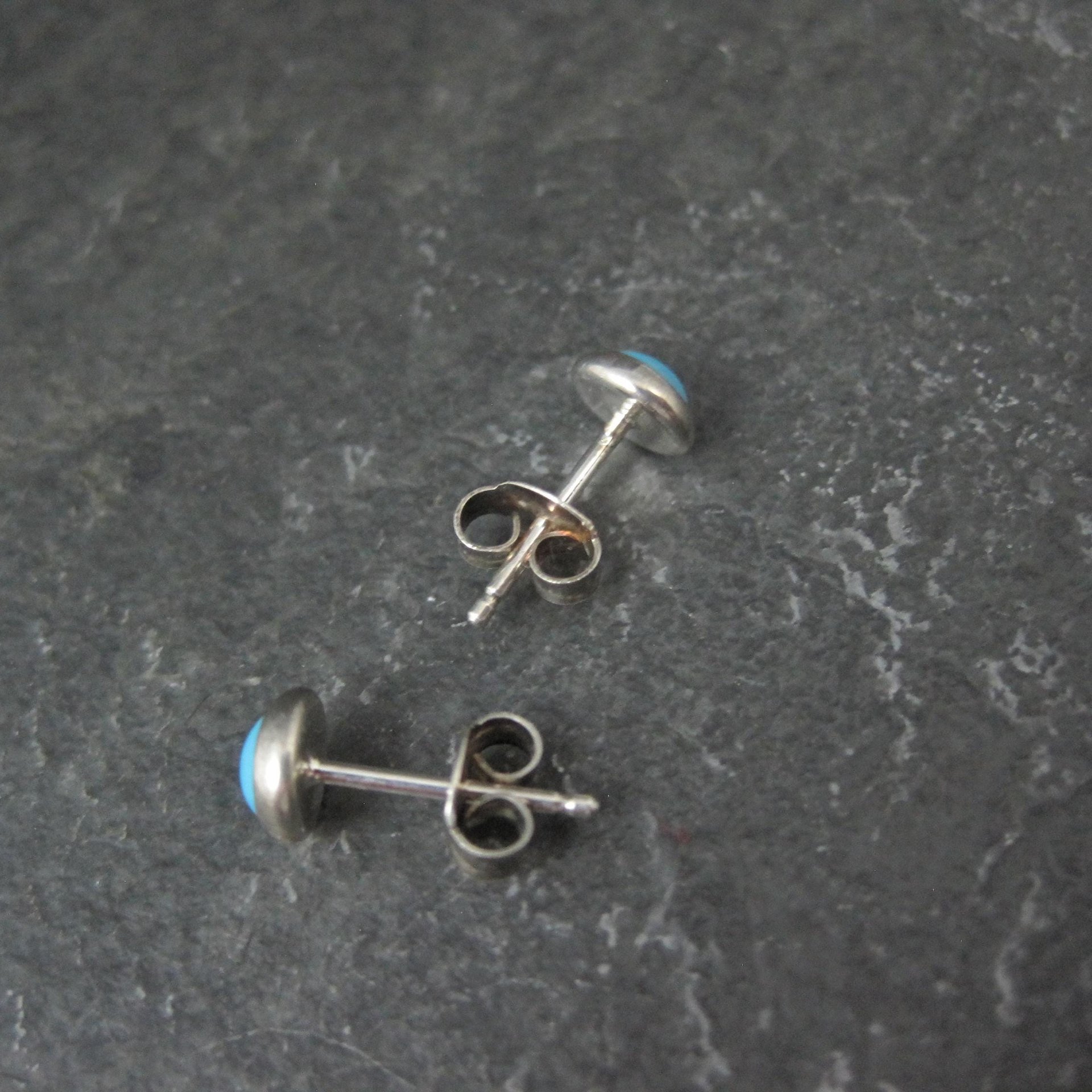 Vintage Sterling Turquoise Stud Earrings 6mm