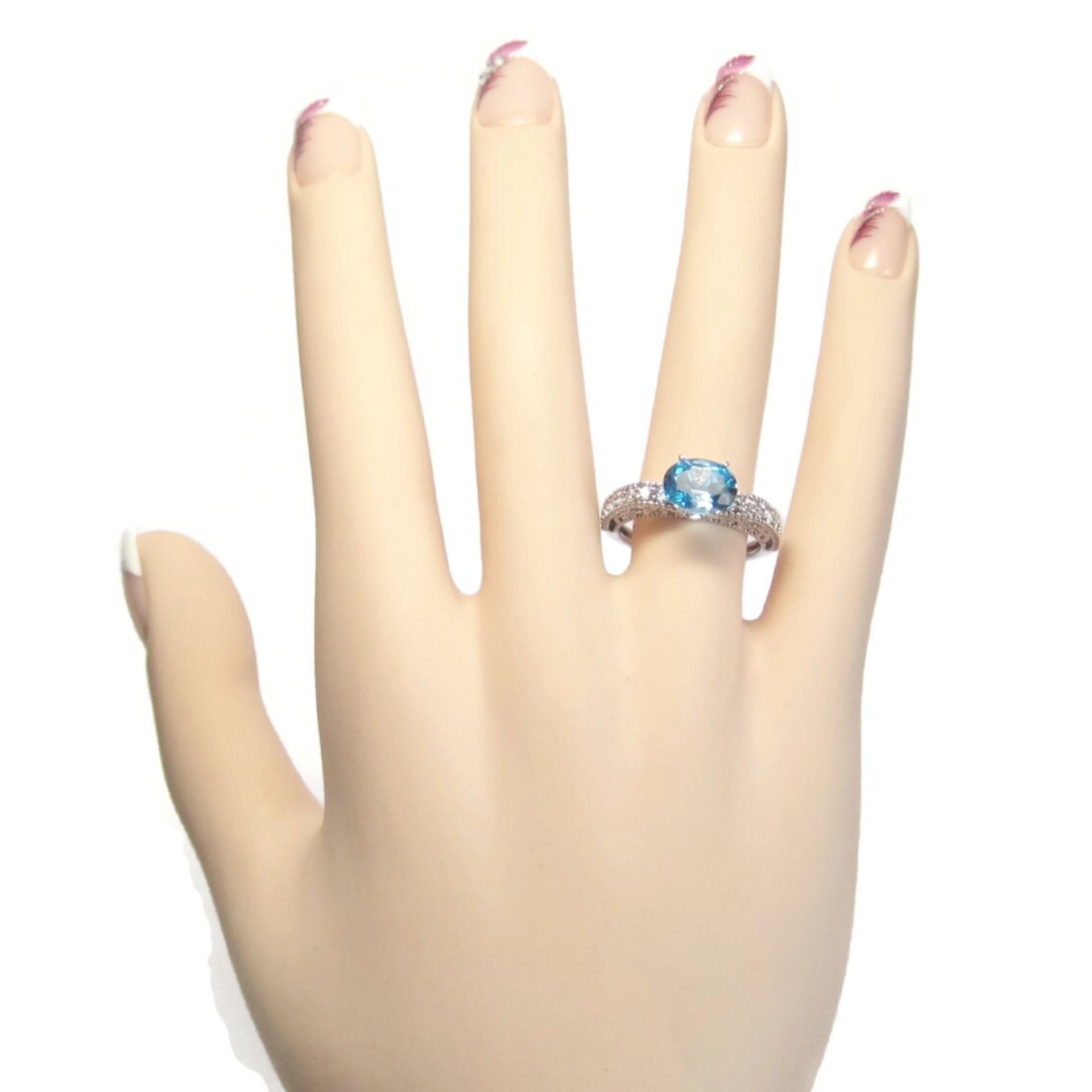 Oval Blue Topaz Engagement Ring Sz 8
