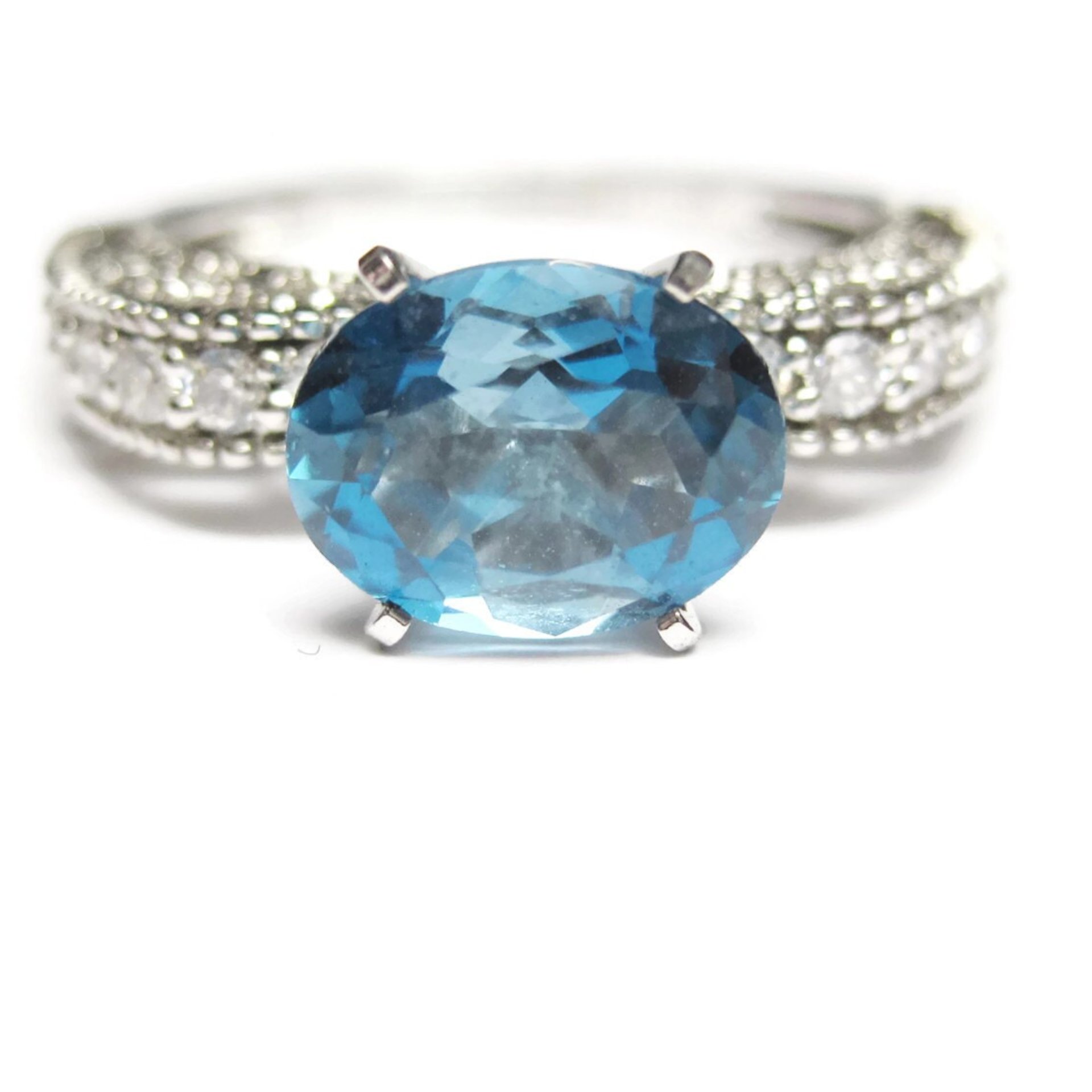 Oval Blue Topaz Engagement Ring Sz 8