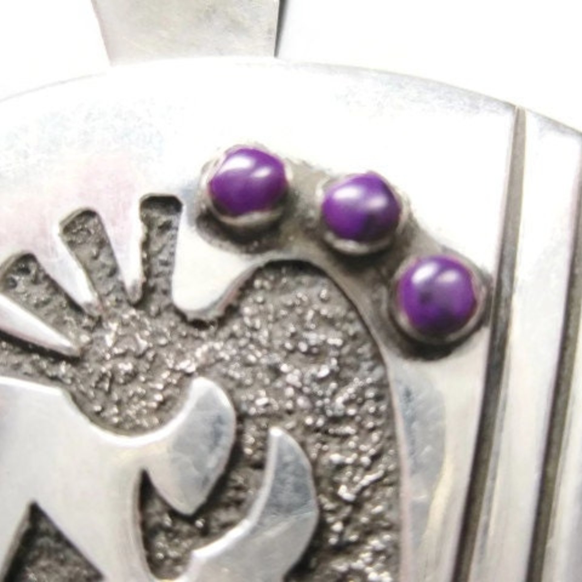 Large Sterling Kokopelli Sugilite Pendant Mexican Silver