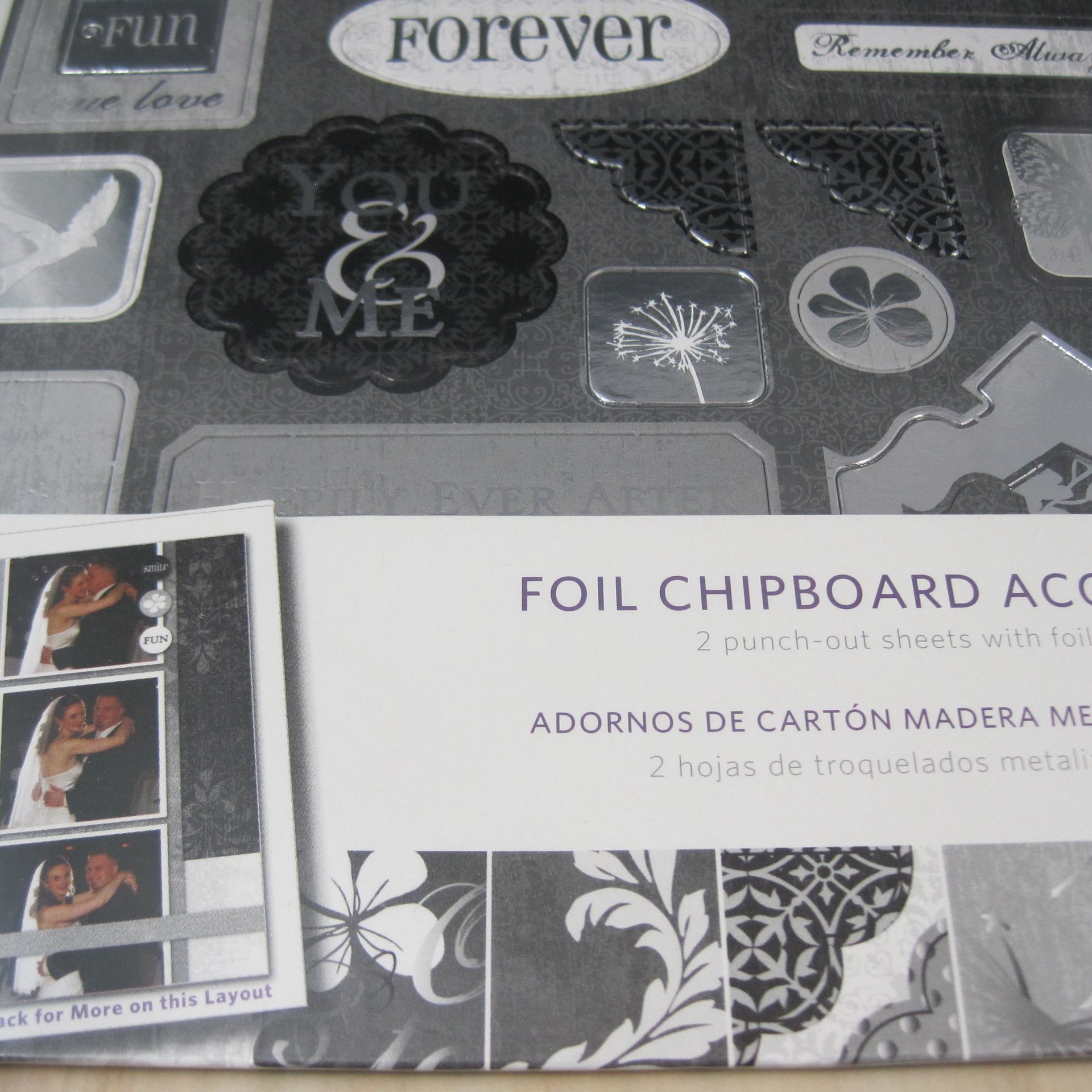 Black Silver White Wedding Foil Chipboard Accents Scrapbooking