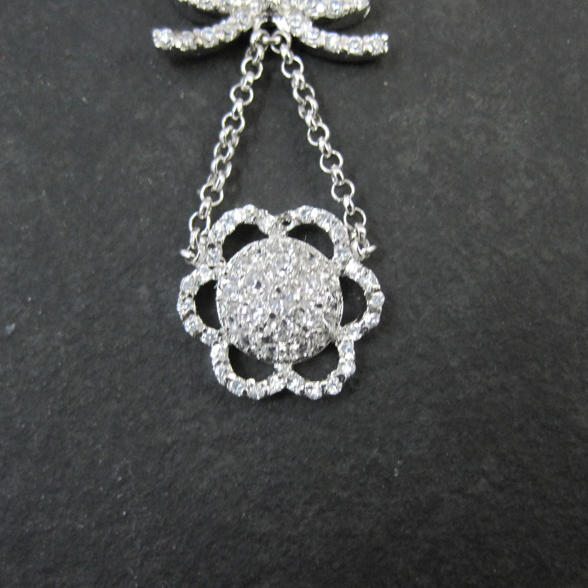 Vintage Sterling Silver Bow Flower Y Necklace