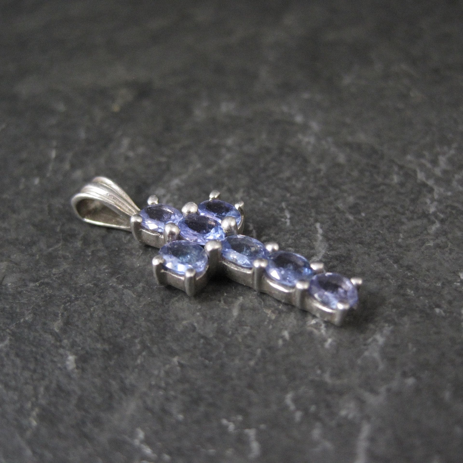 Small Sterling Tanzanite Cross Pendant