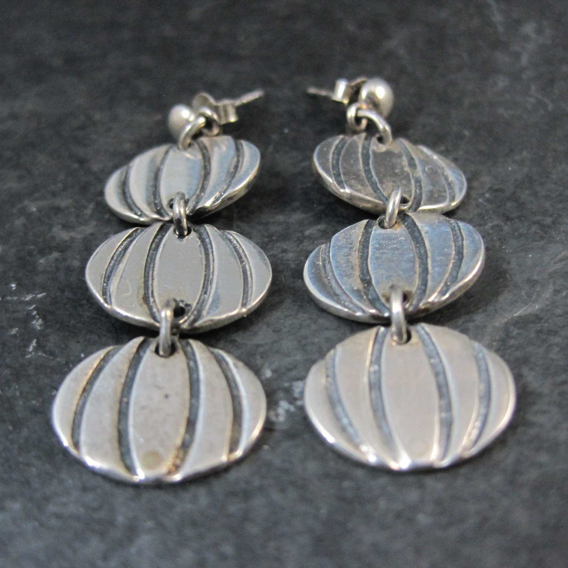 Vintage Sterling Silver Pumpkin Earrings