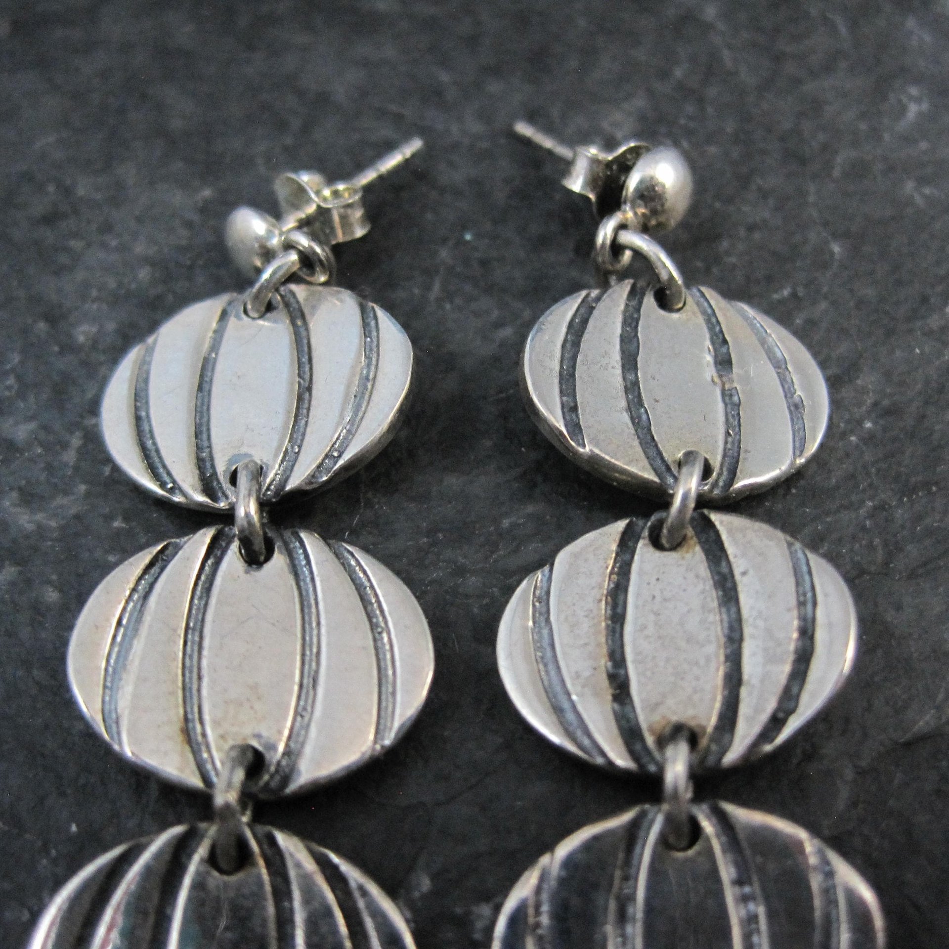 Vintage Sterling Silver Pumpkin Earrings