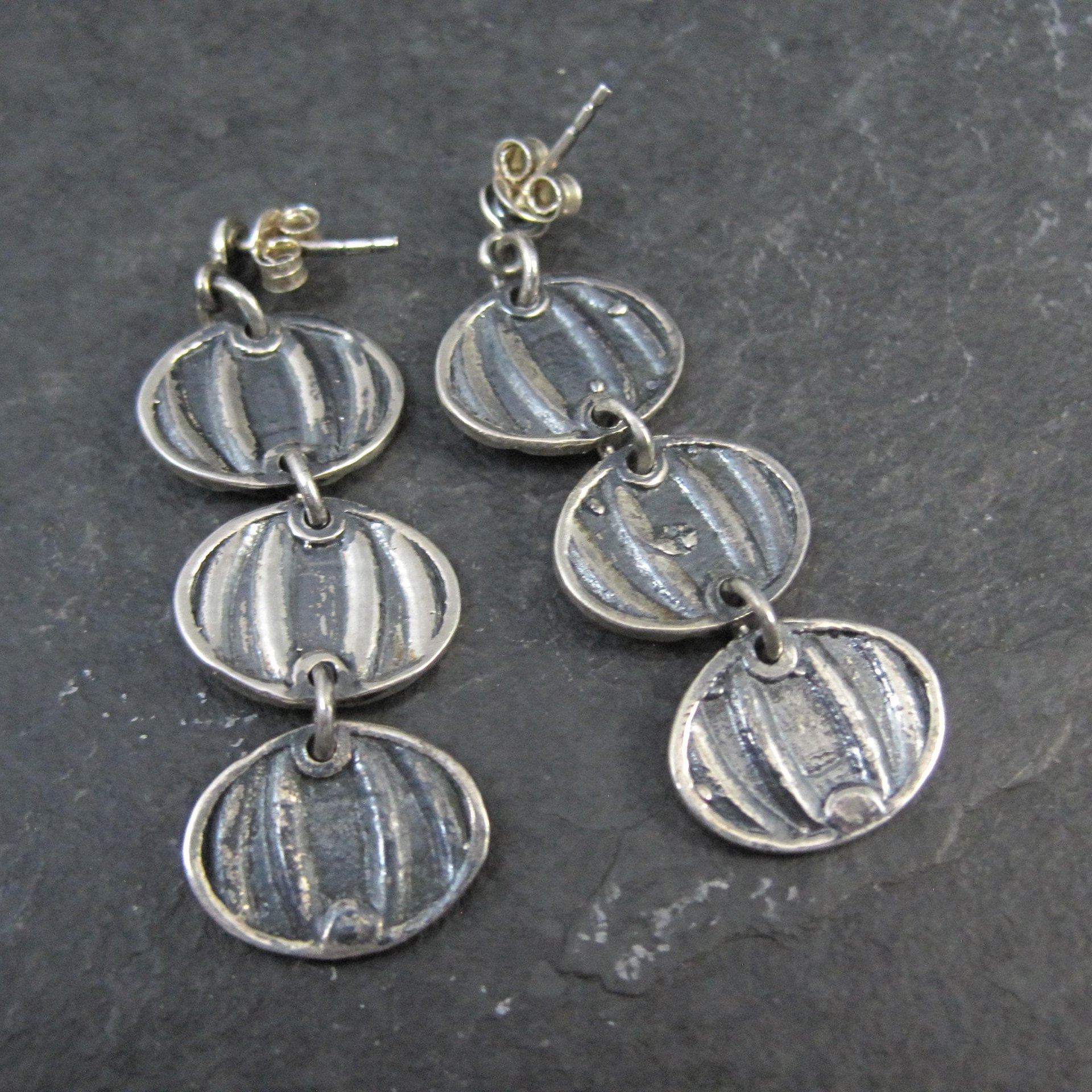 Vintage Sterling Silver Pumpkin Earrings