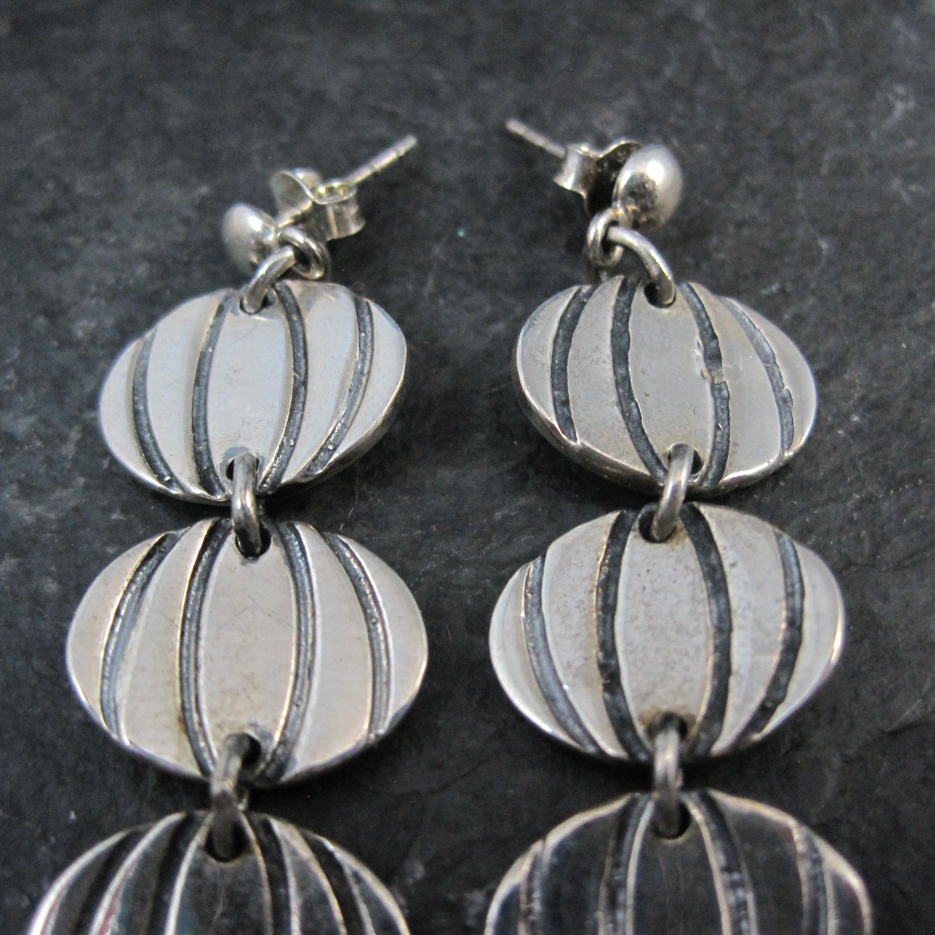 Vintage Sterling Silver Pumpkin Earrings