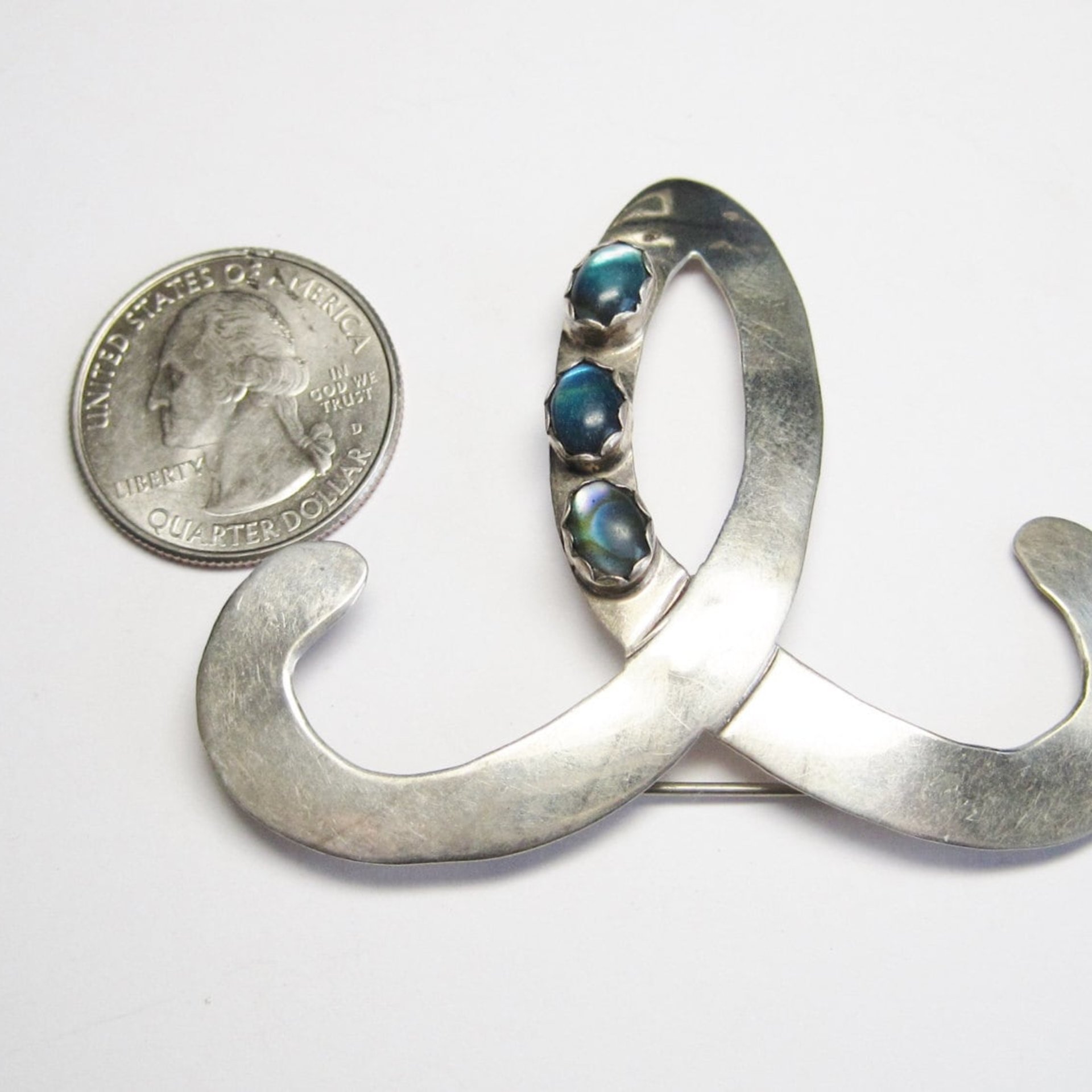 Vintage Southwestern Sterling Paua Shell Brooch