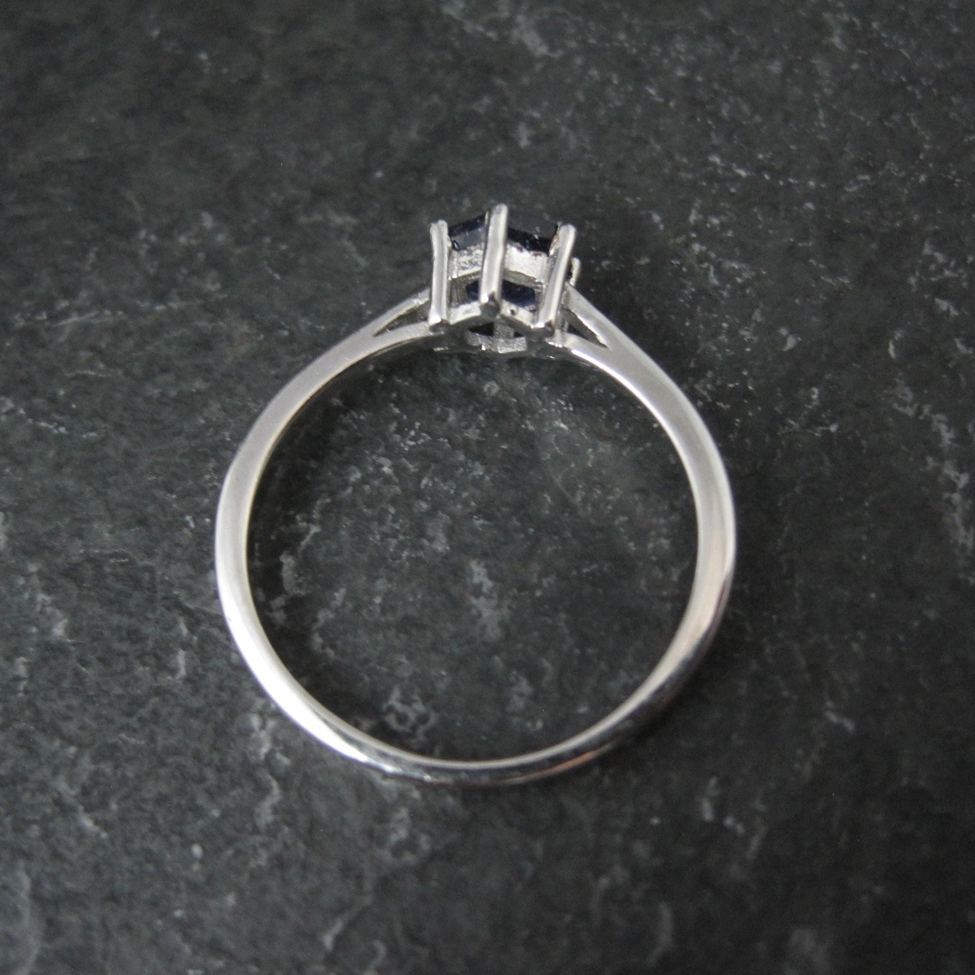 Estate Sterling Sapphire Solitaire Ring Size 8