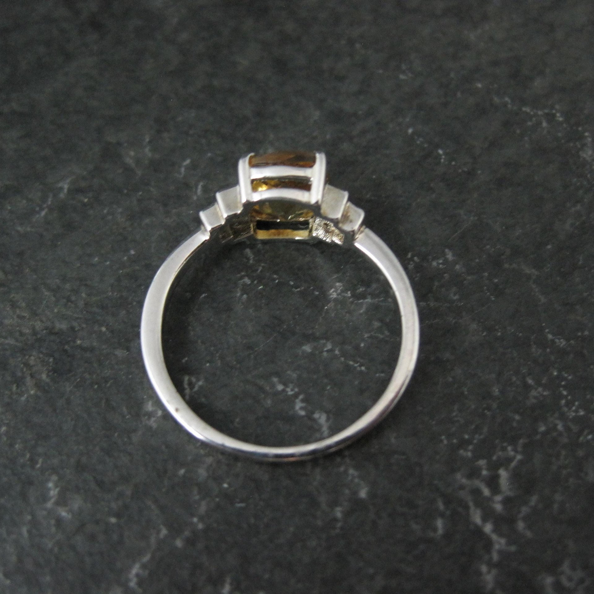 Sterling Silver Citrine White Zircon Ring Size 7