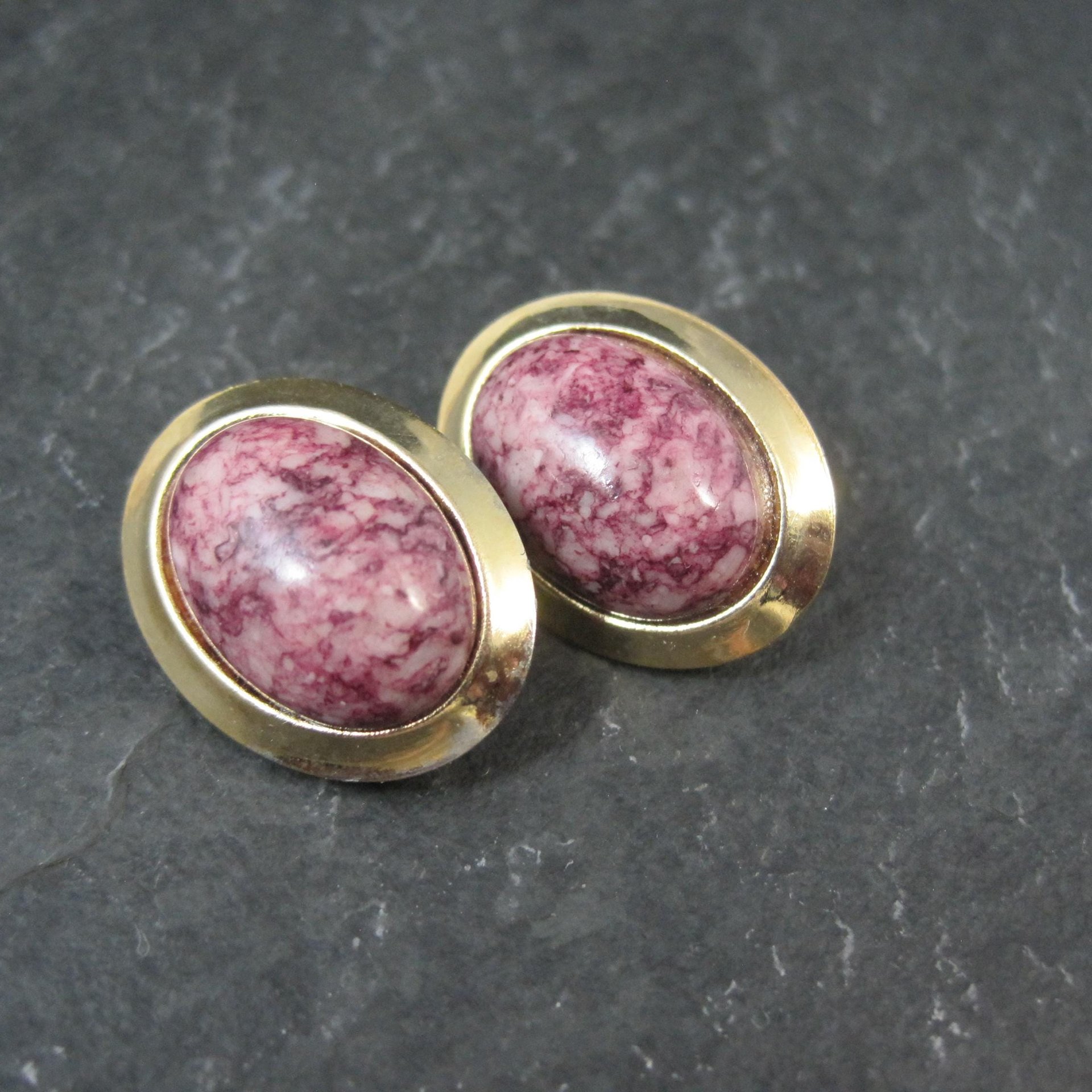 Vintage Purple Gemstone Clip On Earrings