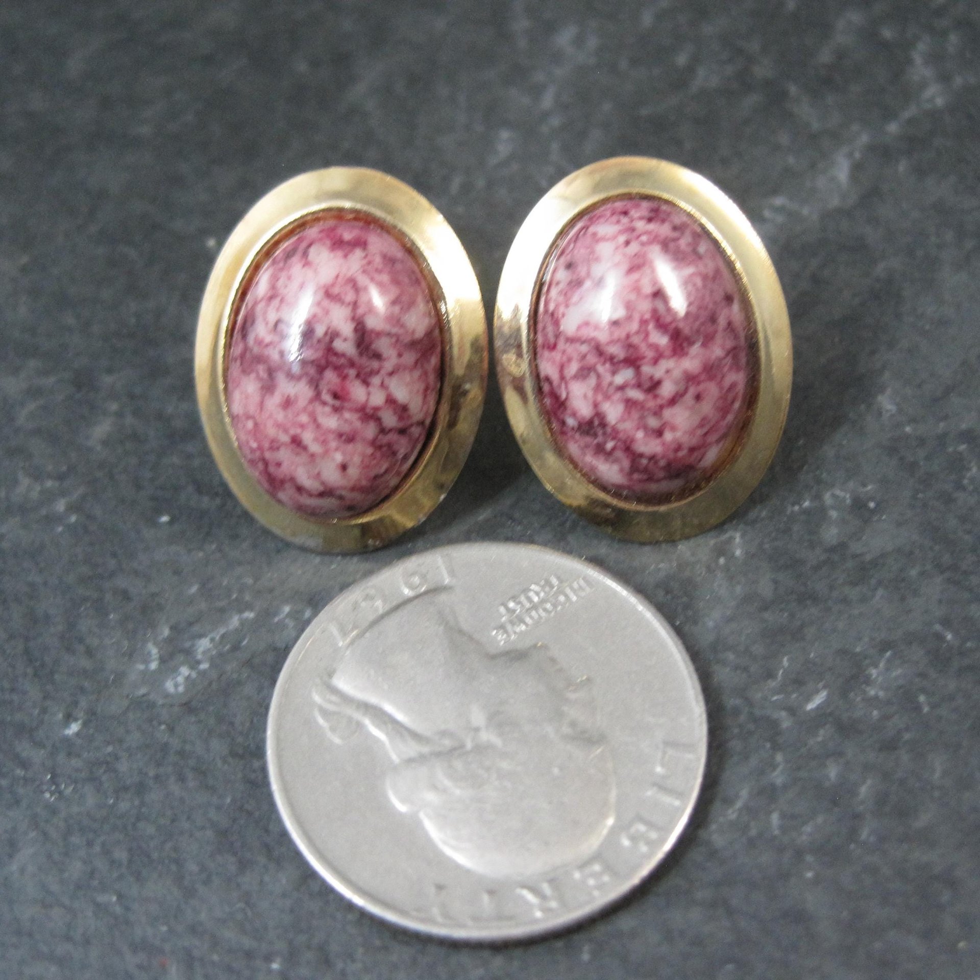 Vintage Purple Gemstone Clip On Earrings