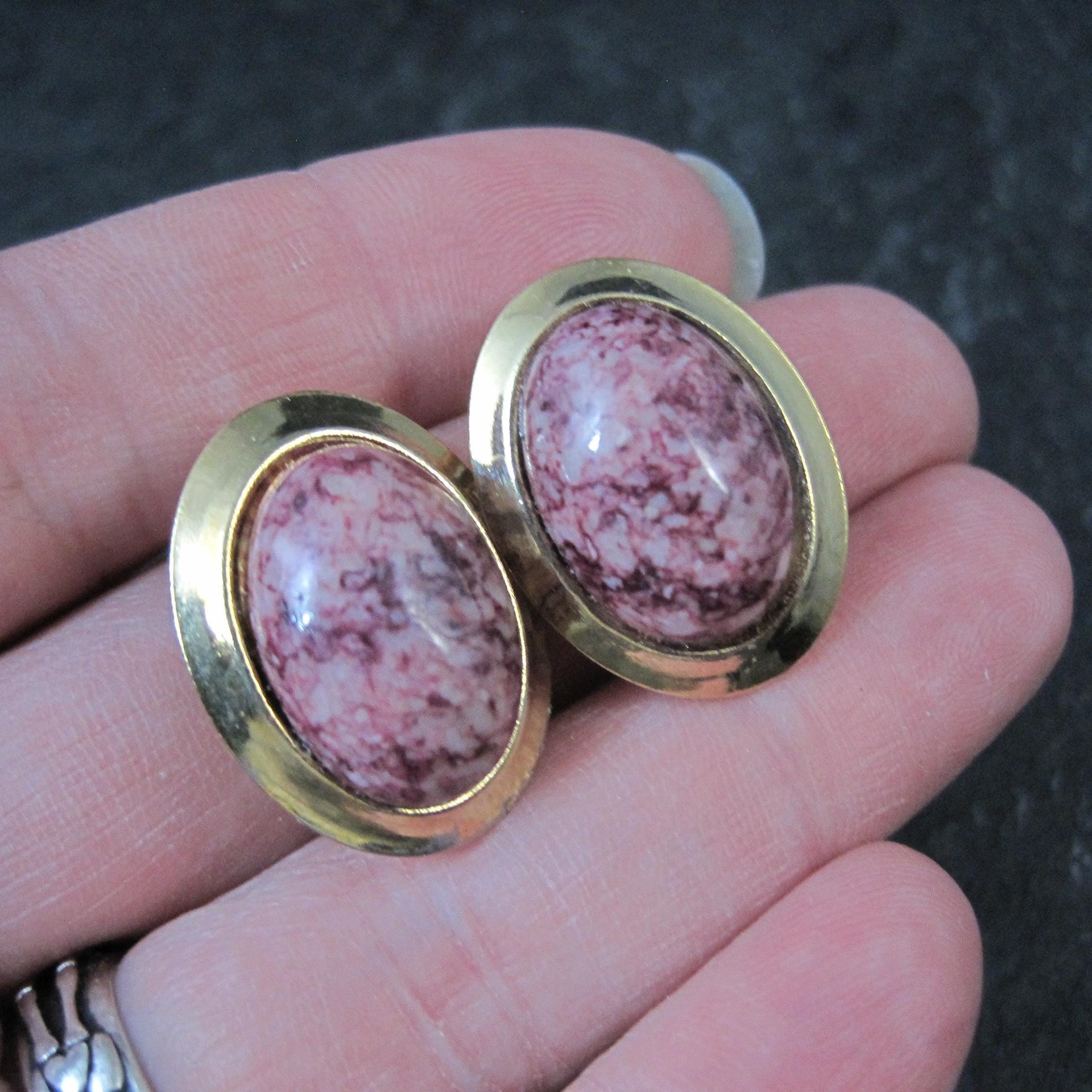 Vintage Purple Gemstone Clip On Earrings