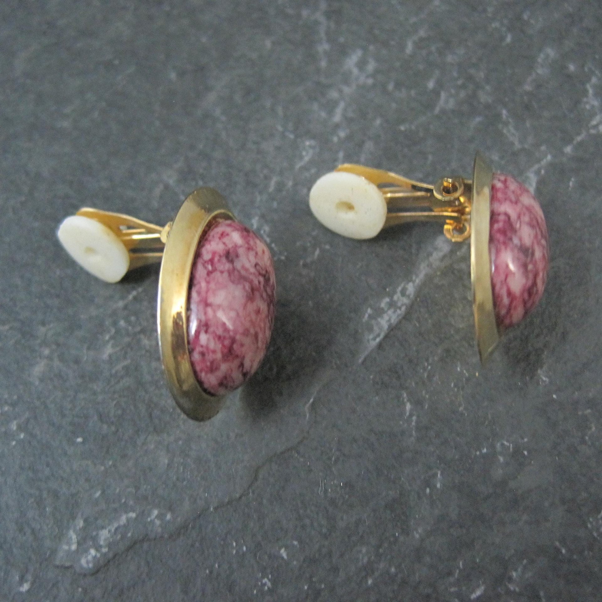 Vintage Purple Gemstone Clip On Earrings