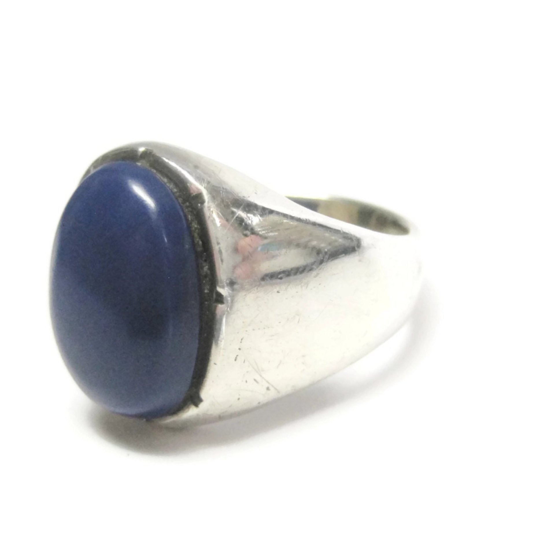 Mens Sterling Blue Enamel Ring Size 10